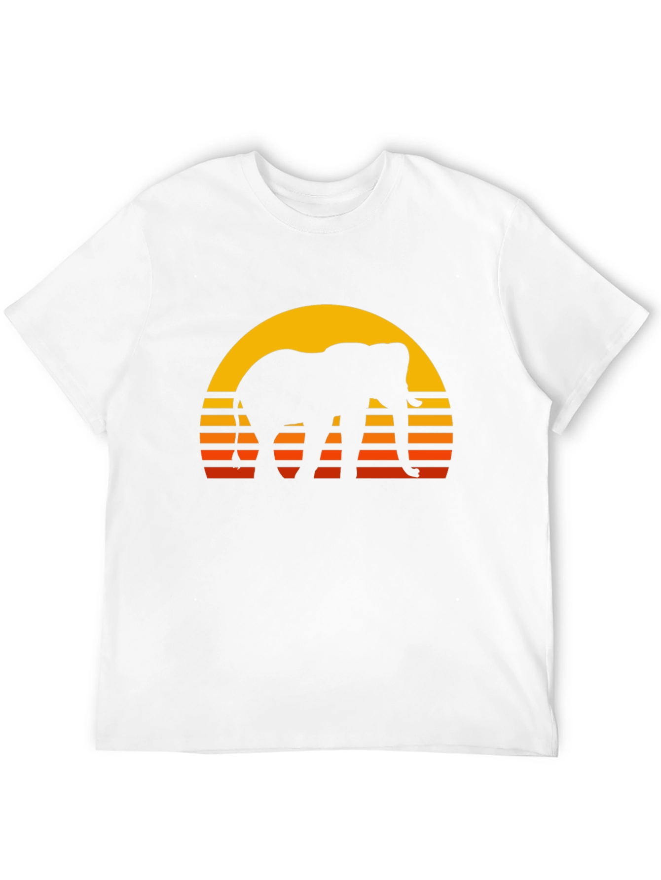 Elephant Sunset T-Shirt - Retro Style Black Tee