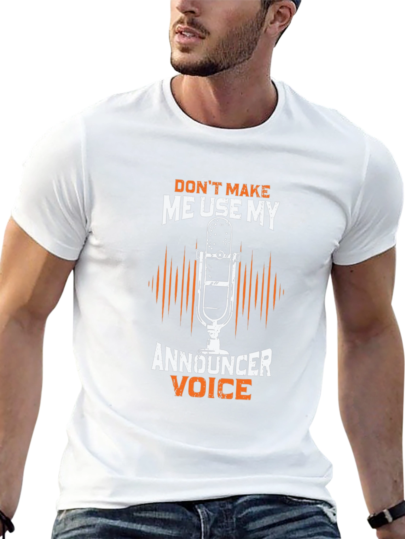 Announcer Voice Graphic Tee - Humorous Black T-Shirt