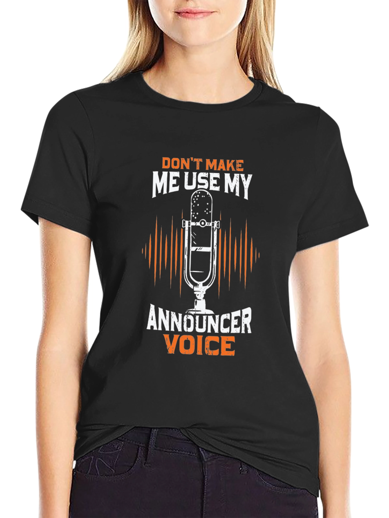 Announcer Voice Graphic Tee - Humorous Black T-Shirt