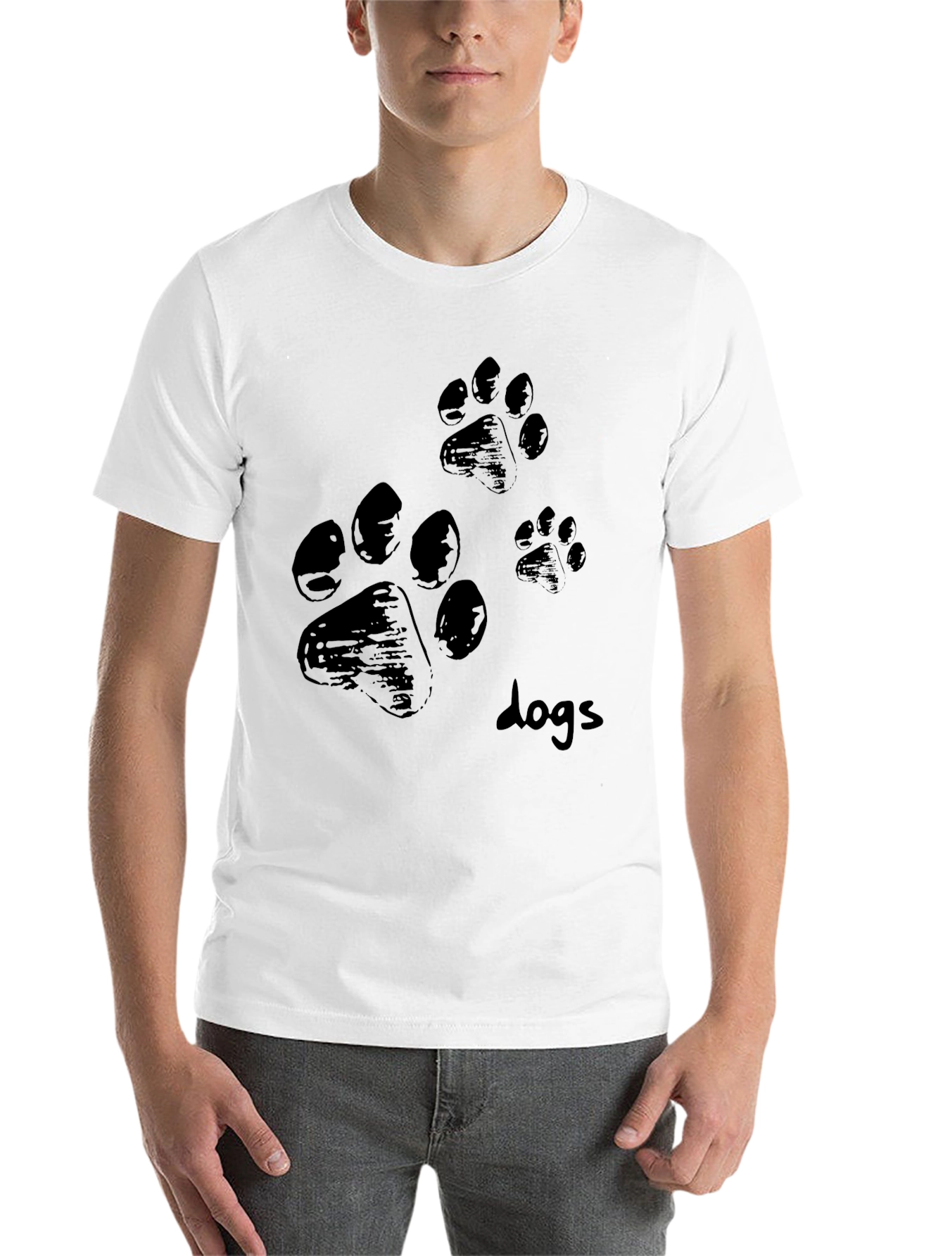 Mens Black T-Shirt with Paw Prints