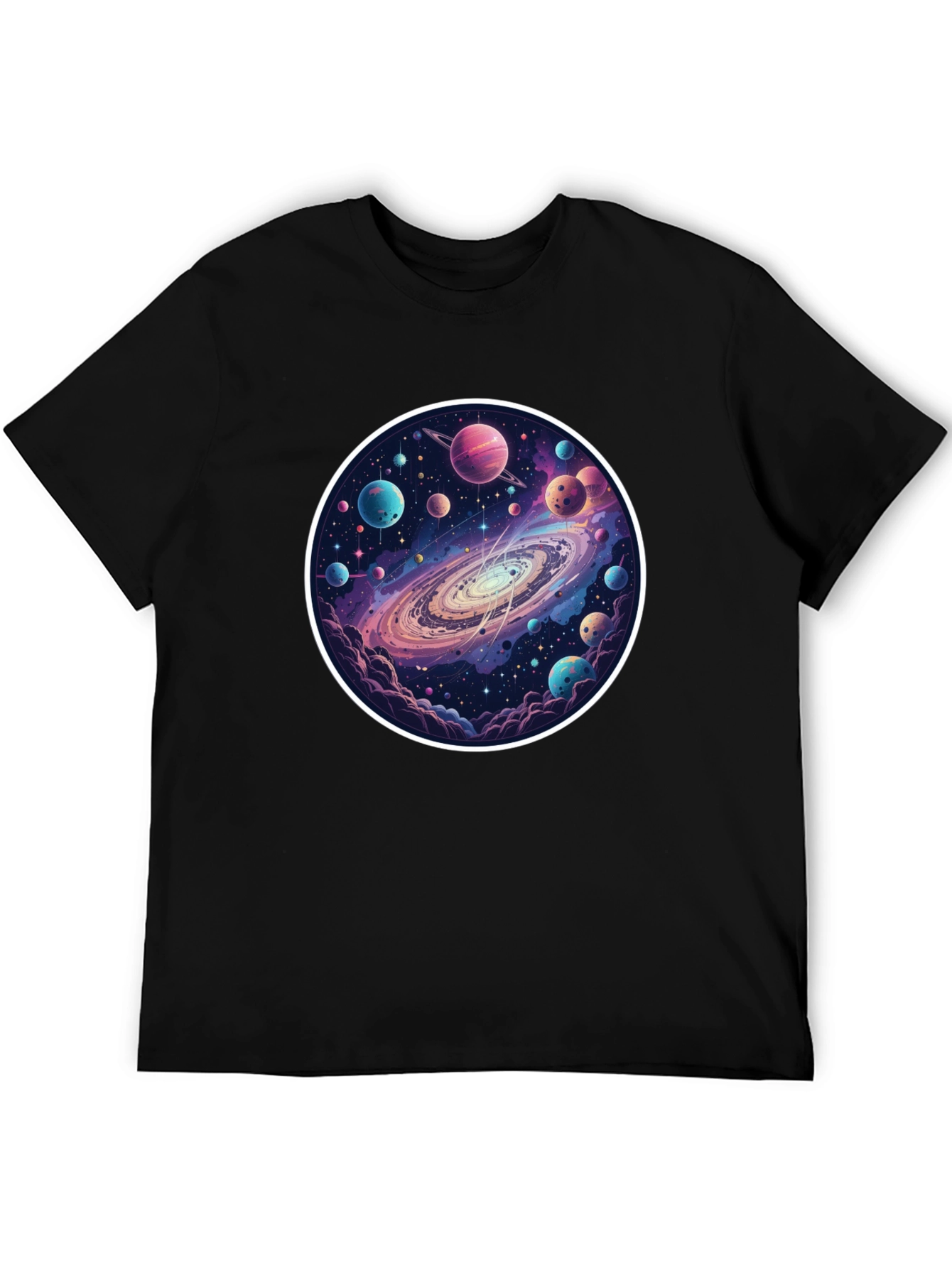 Galaxy Planets Graphic Tee - Mens Black T-Shirt