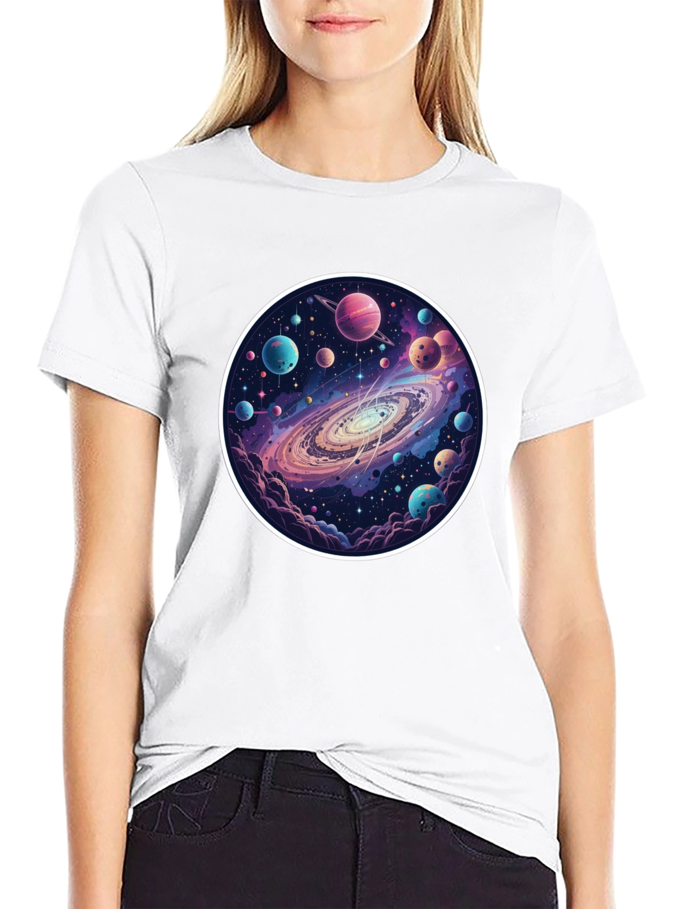 Galaxy Planets Graphic Tee - Mens Black T-Shirt