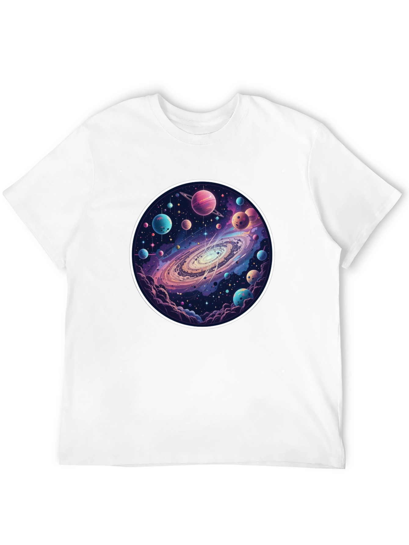 Galaxy Planets Graphic Tee - Mens Black T-Shirt