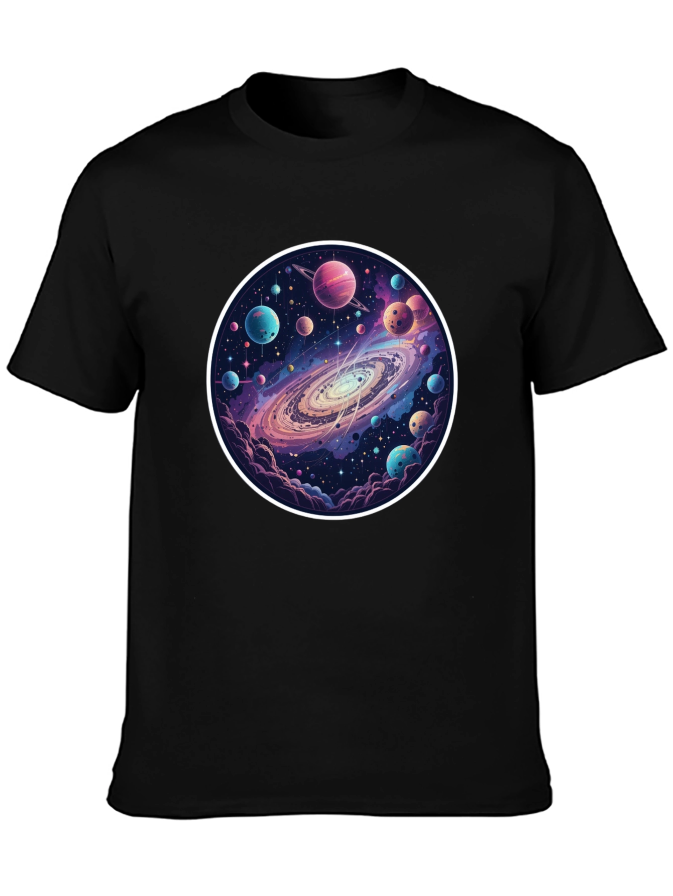 Galaxy Planets Graphic Tee - Mens Black T-Shirt