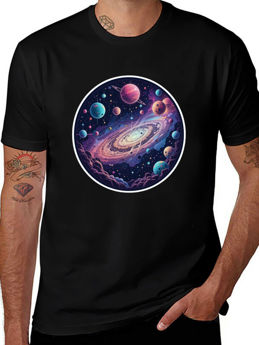 Galaxy Planets Graphic Tee - Mens Black T-Shirt