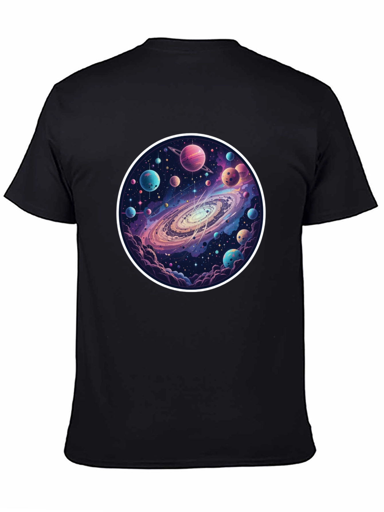 Galaxy Planets Graphic Tee - Mens Black T-Shirt