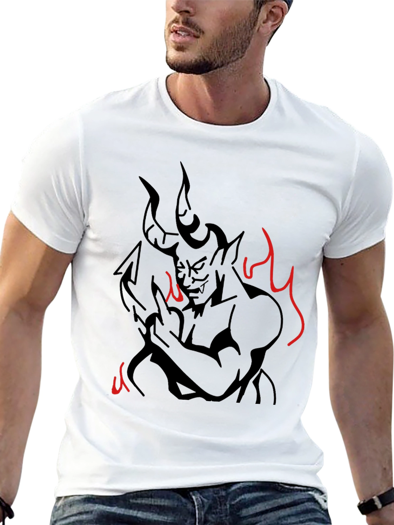 Devil Graphic Print T-Shirt - Mens Black Tee
