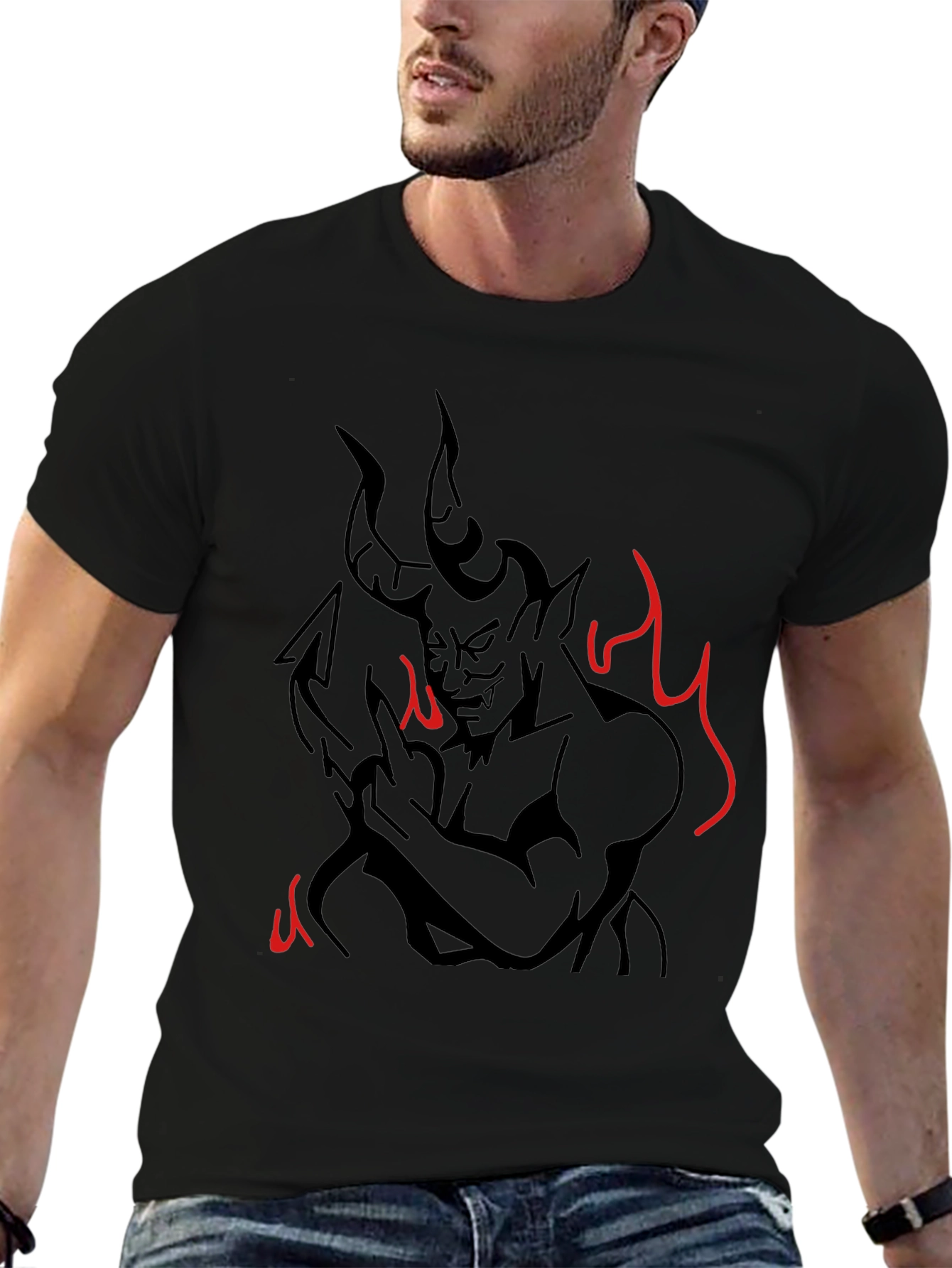 Devil Graphic Print T-Shirt - Mens Black Tee
