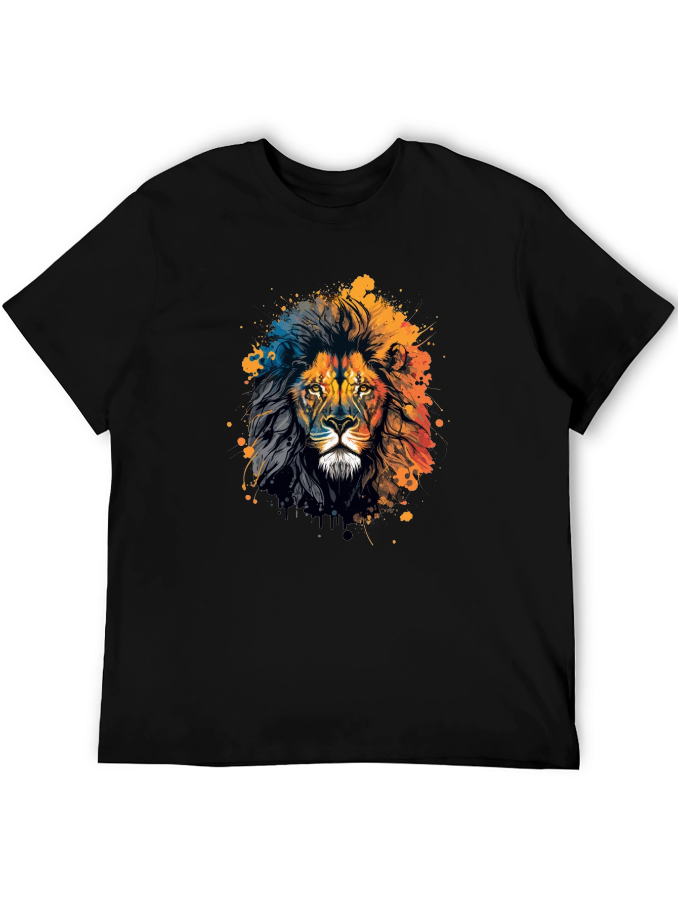 Lion Graphic Print Crew Neck T-Shirt
