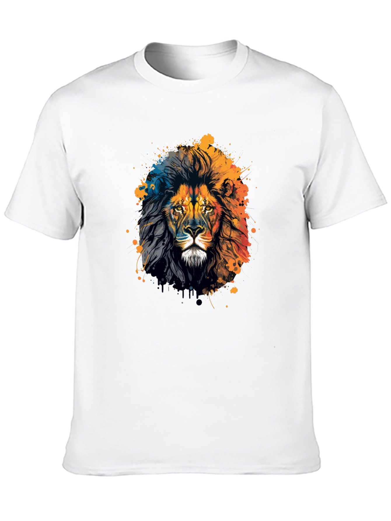 Lion Graphic Print Crew Neck T-Shirt
