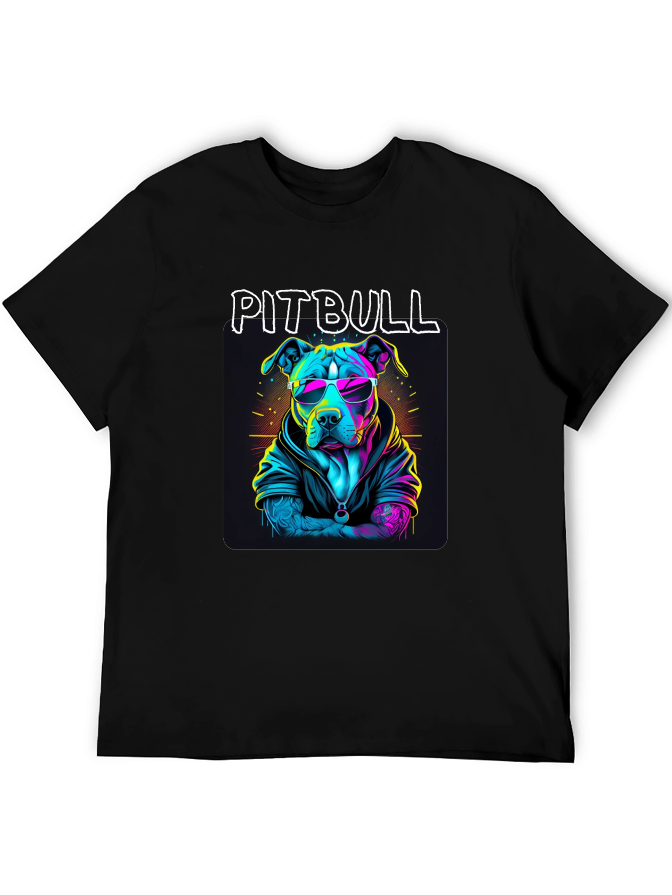 Cool Pitbull T-Shirt - Neon Style Dog Design