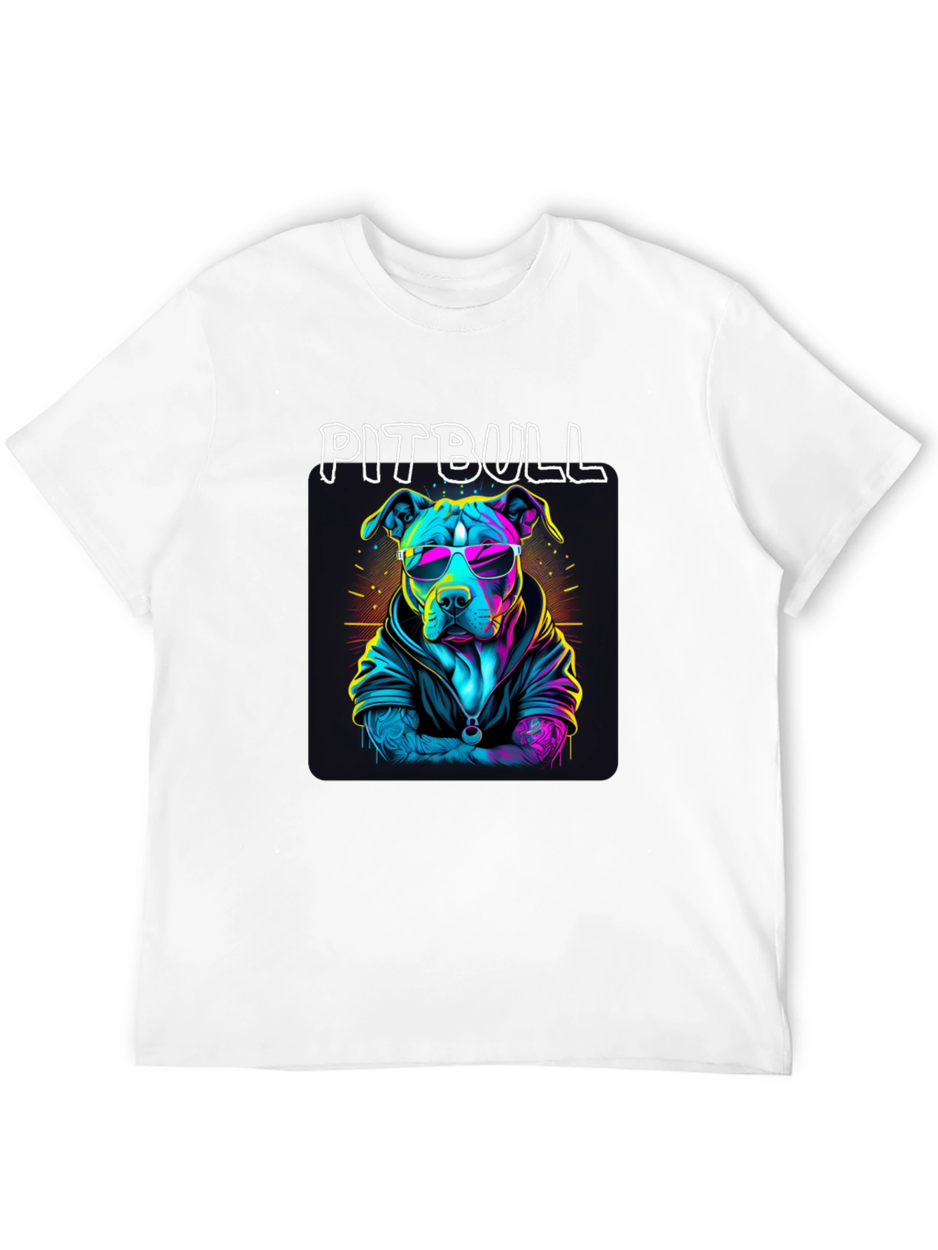 Cool Pitbull T-Shirt - Neon Style Dog Design