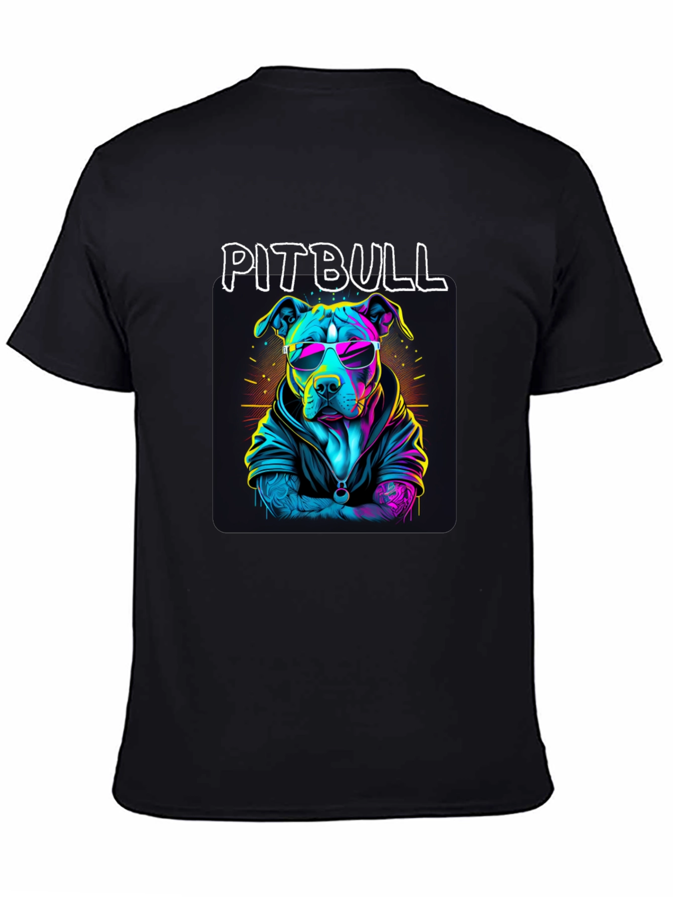 Cool Pitbull T-Shirt - Neon Style Dog Design