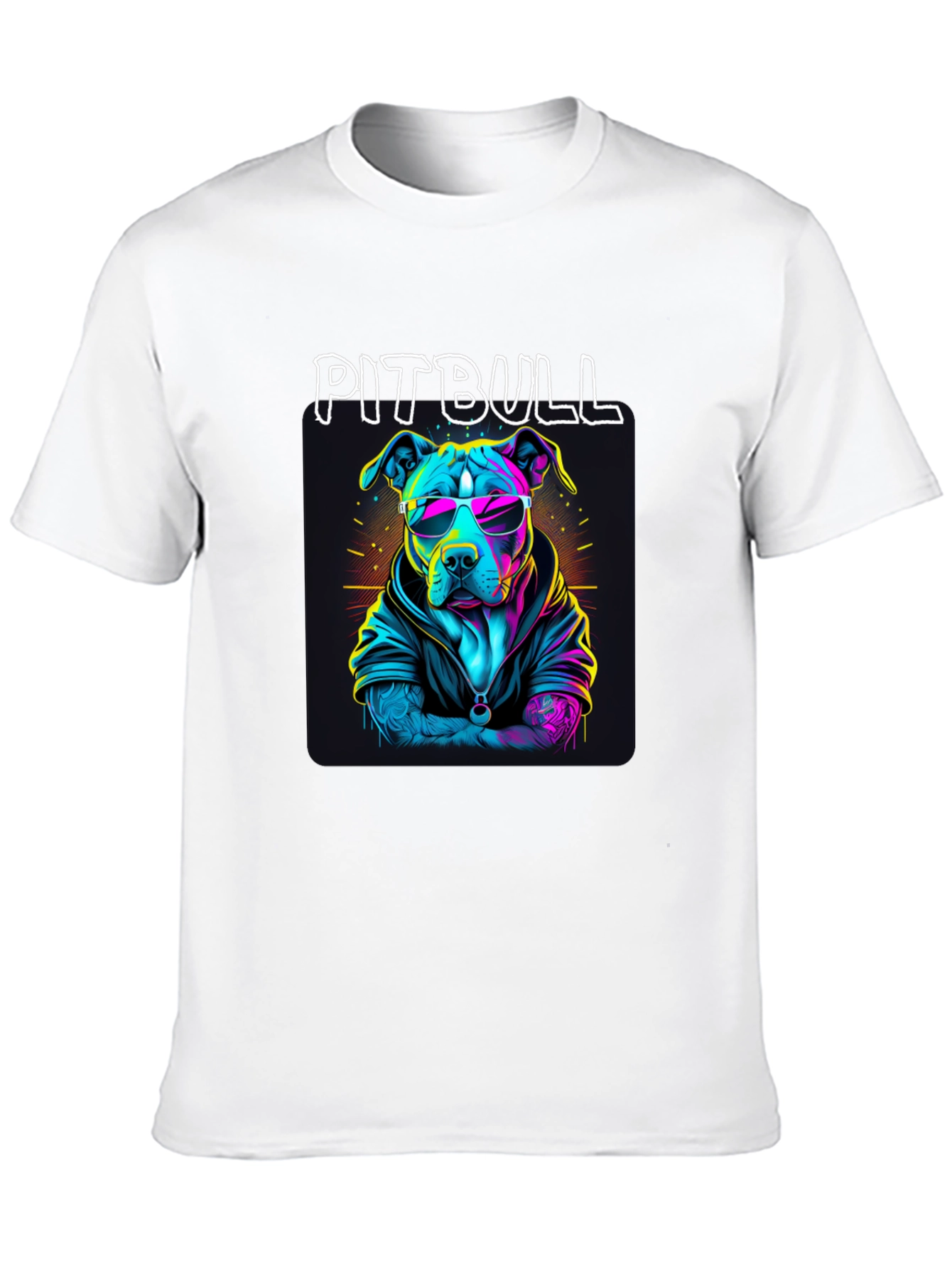 Cool Pitbull T-Shirt - Neon Style Dog Design
