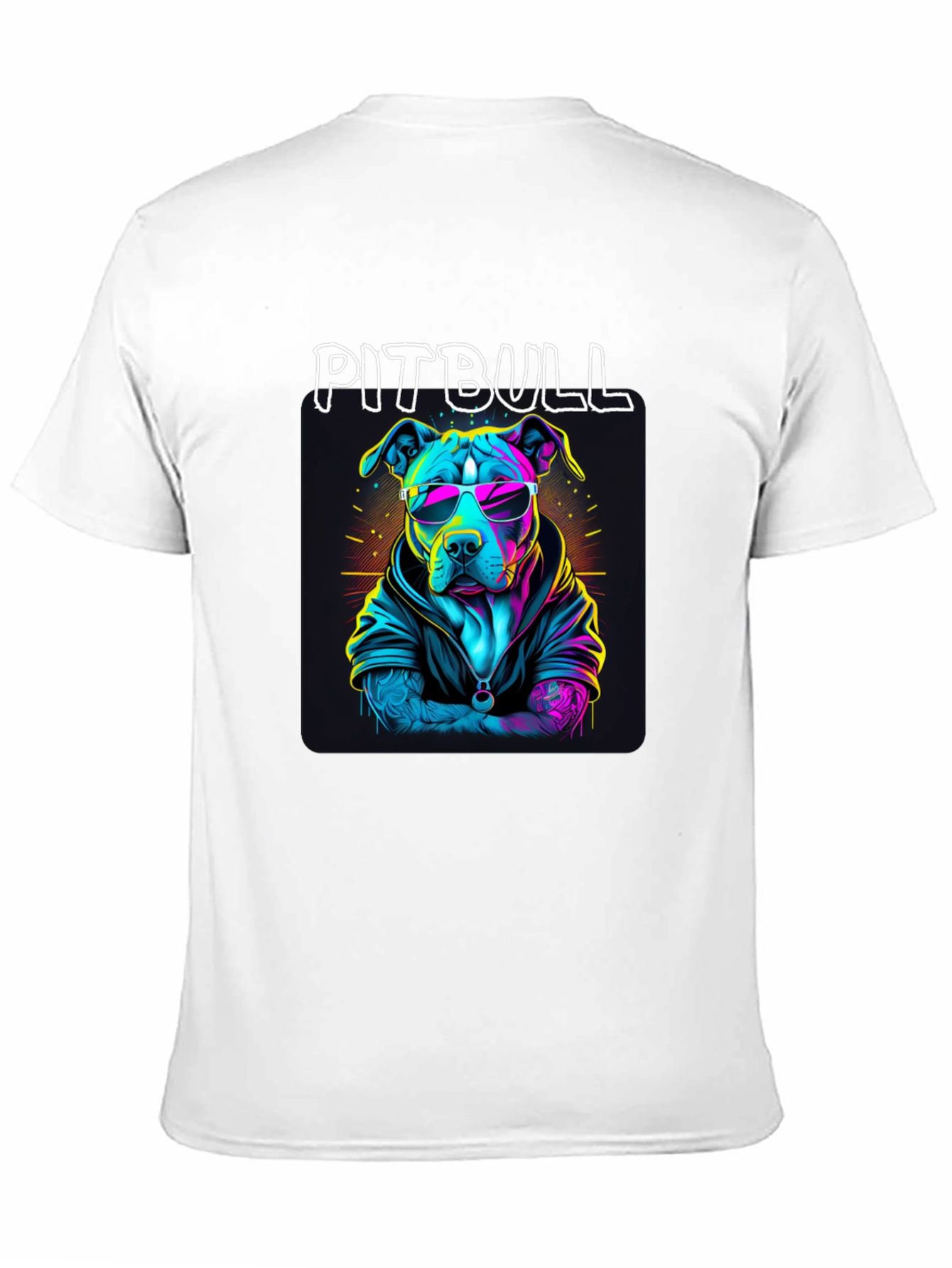 Cool Pitbull T-Shirt - Neon Style Dog Design