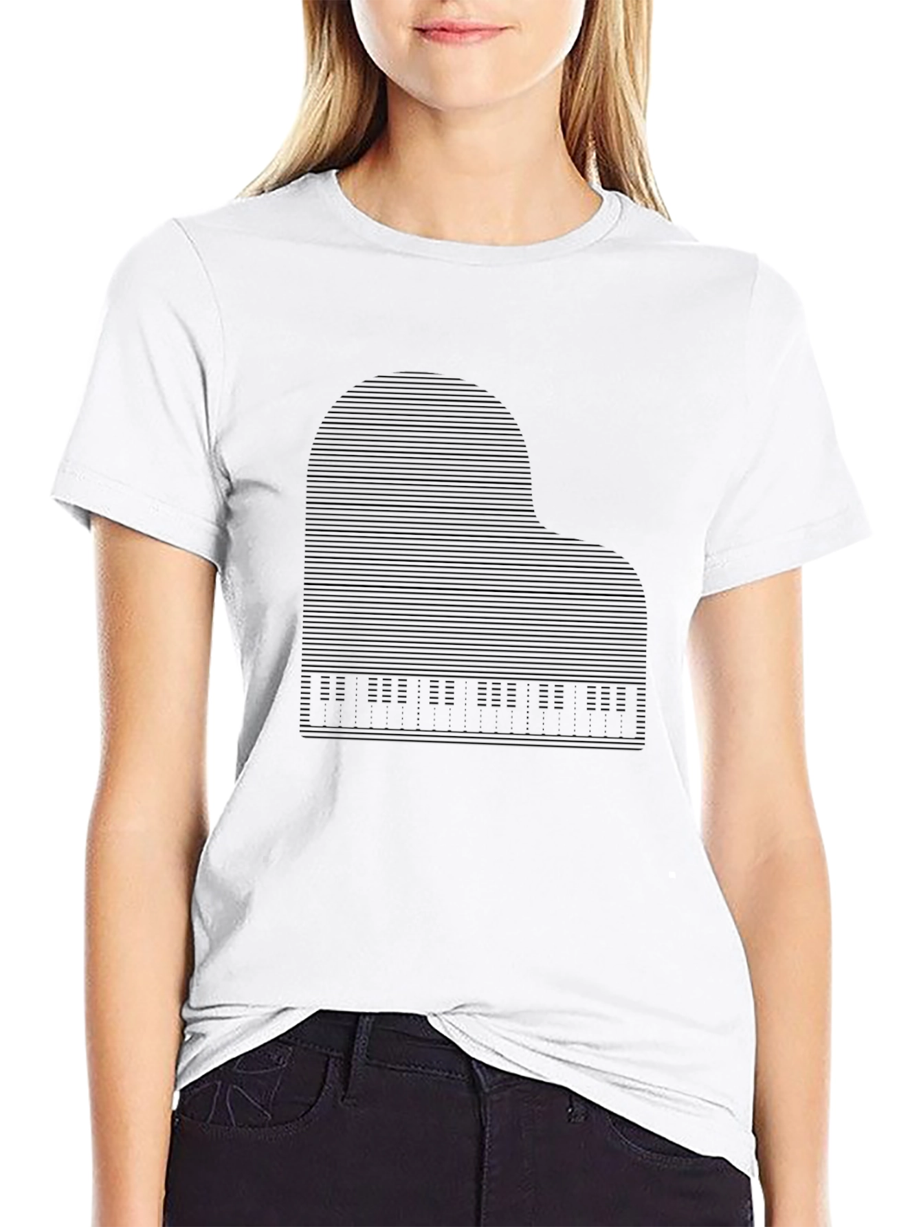 Piano Graphic Print Tee - Mens Black T-Shirt