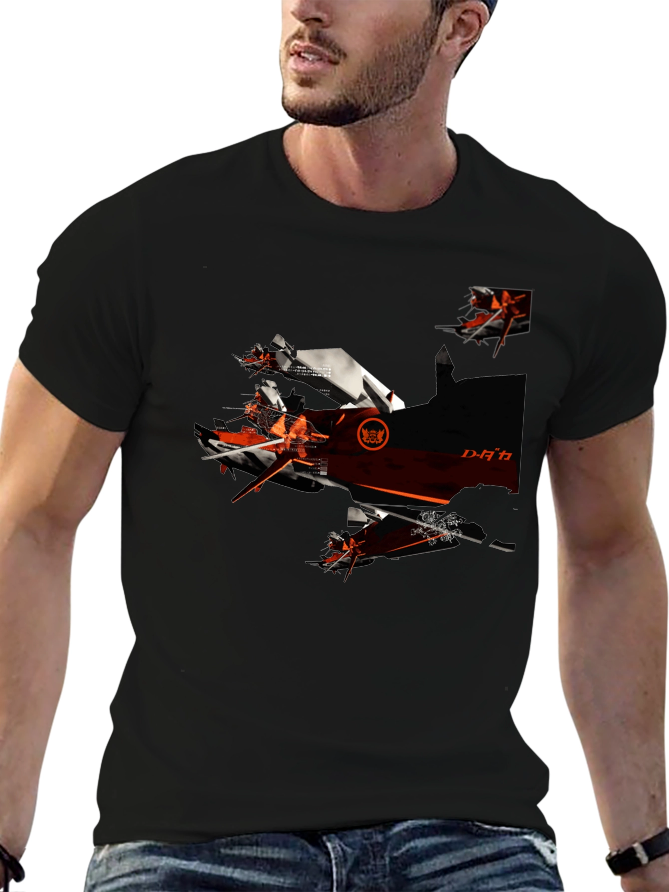 Futuristic Graphic Black T-Shirt