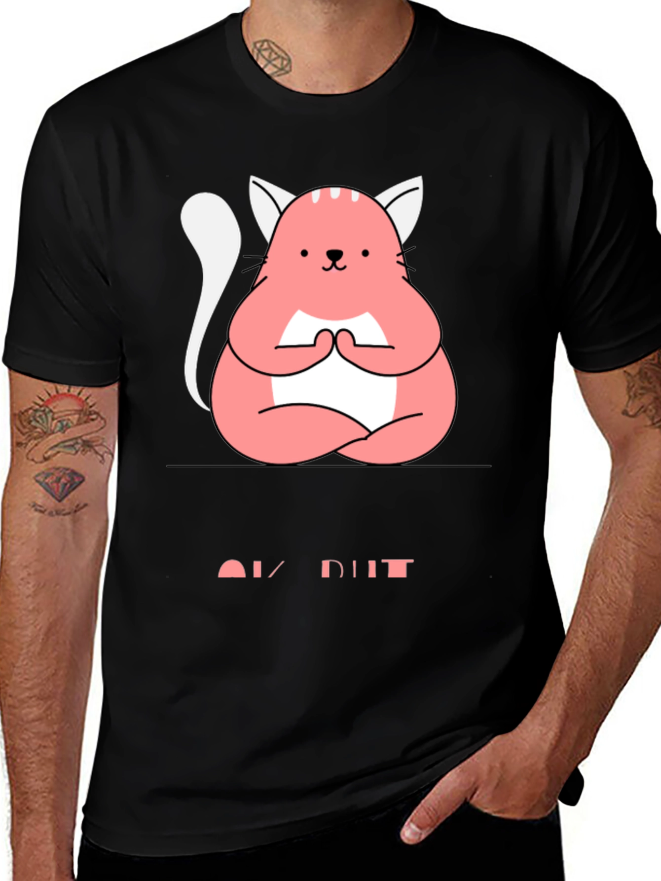 Meditating Cat Graphic Tee - Zen Style Comfort
