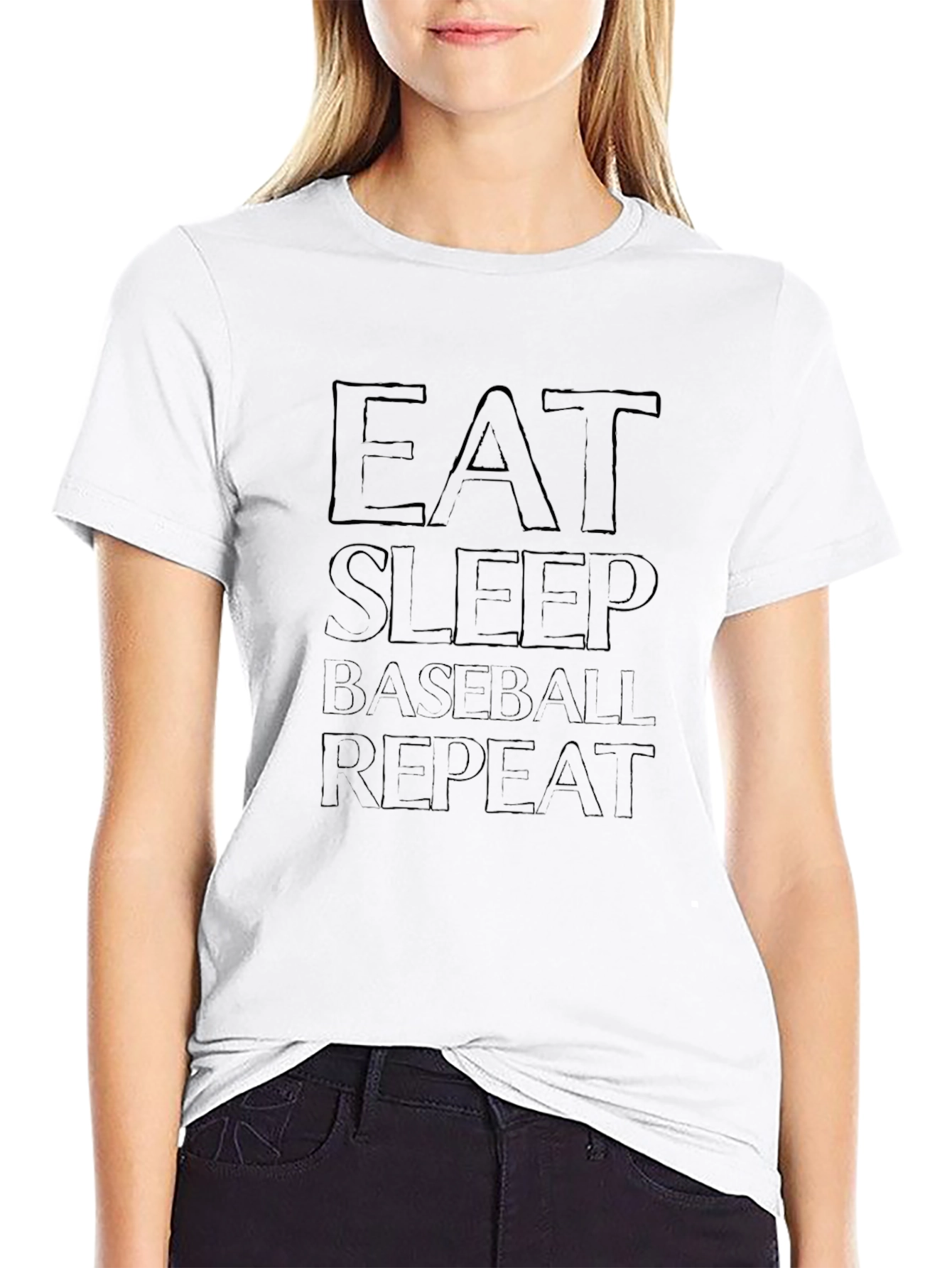 Eat Sleep Baseball Repeat Black T-Shirt