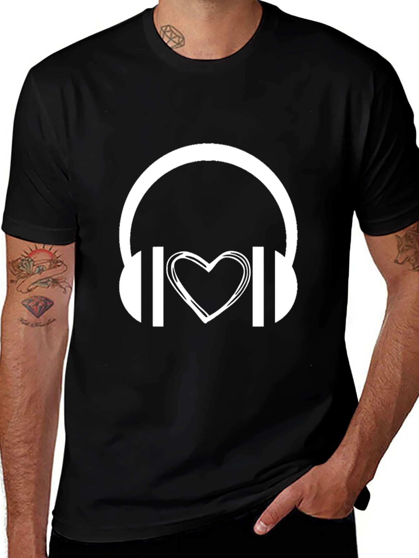 Music Lover Graphic Tee - Headphones Heart