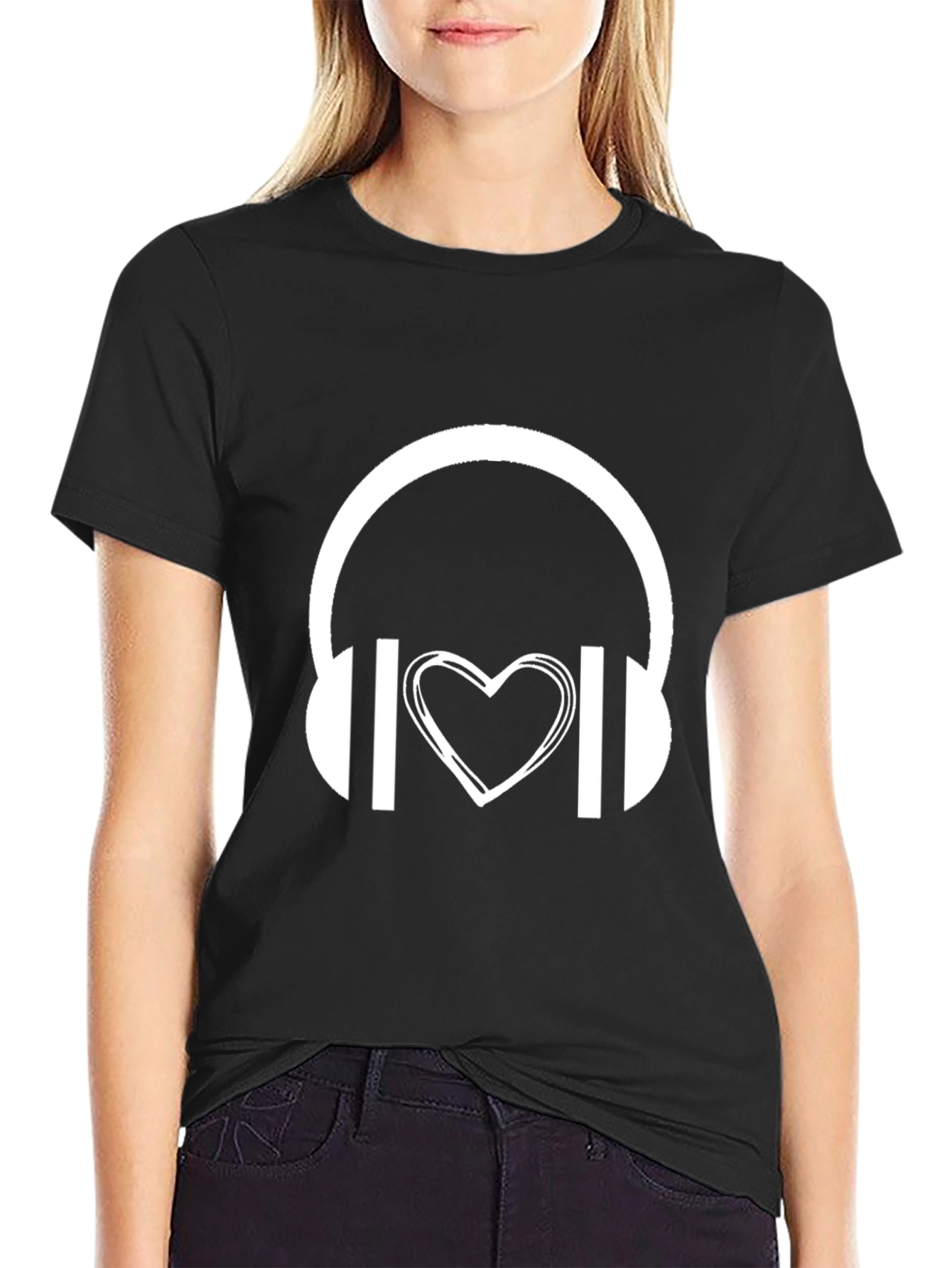 Music Lover Graphic Tee - Headphones Heart