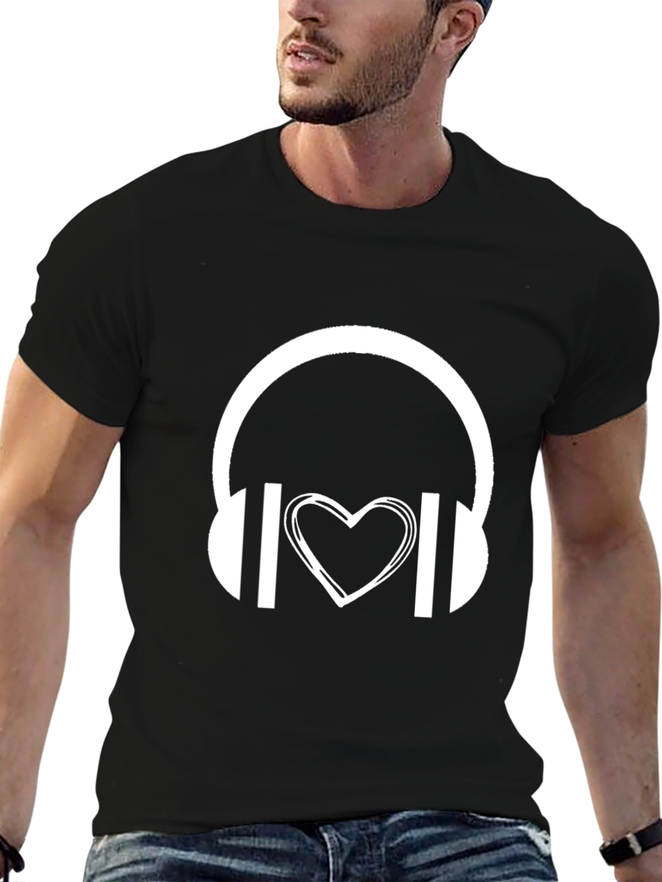 Music Lover Graphic Tee - Headphones Heart