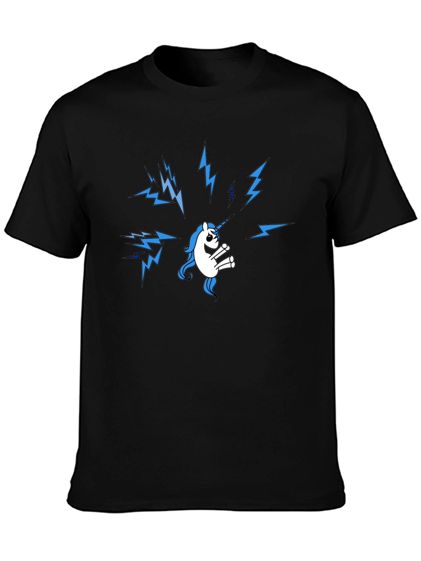 Unicorn Lightning Bolt Graphic Black T-Shirt