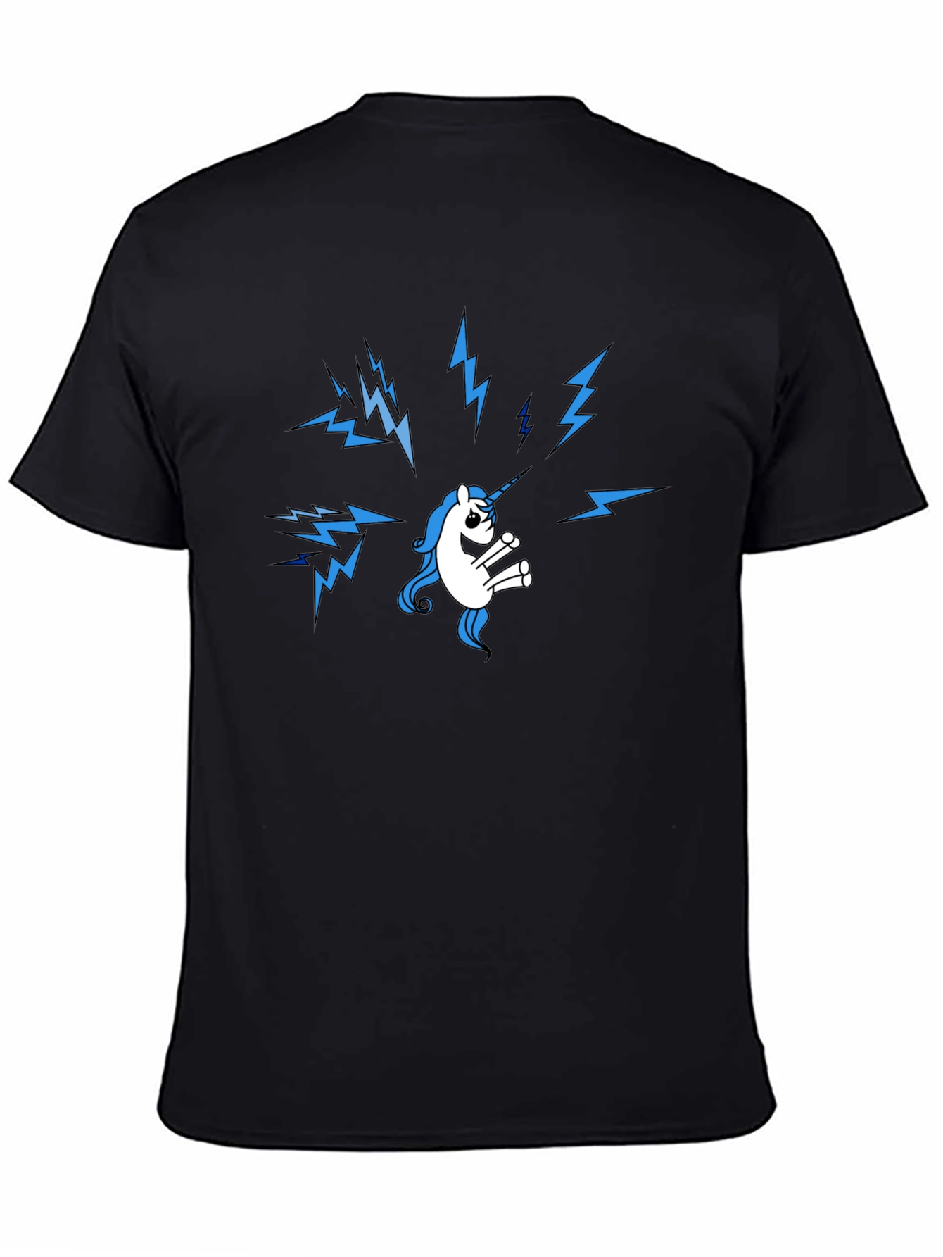 Unicorn Lightning Bolt Graphic Black T-Shirt