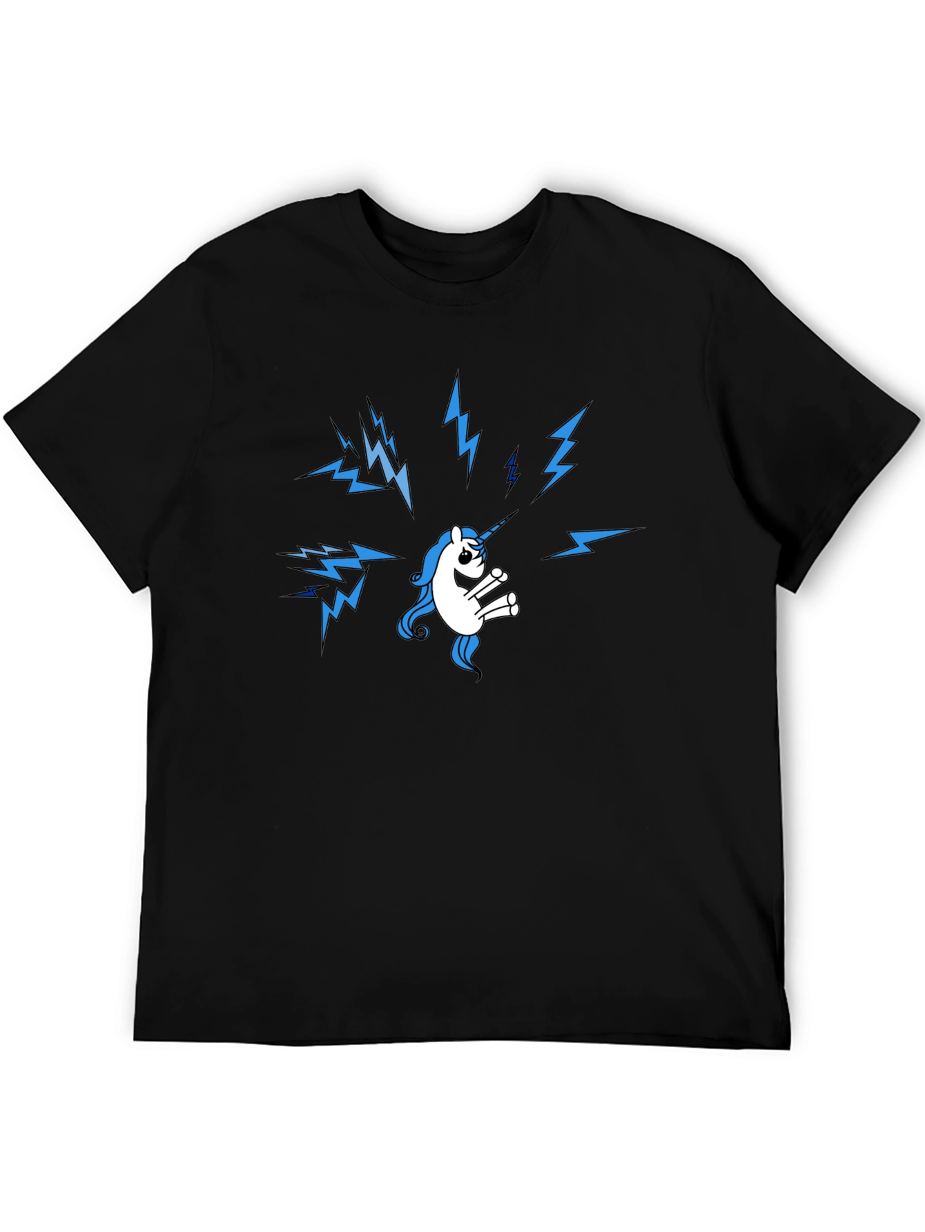 Unicorn Lightning Bolt Graphic Black T-Shirt