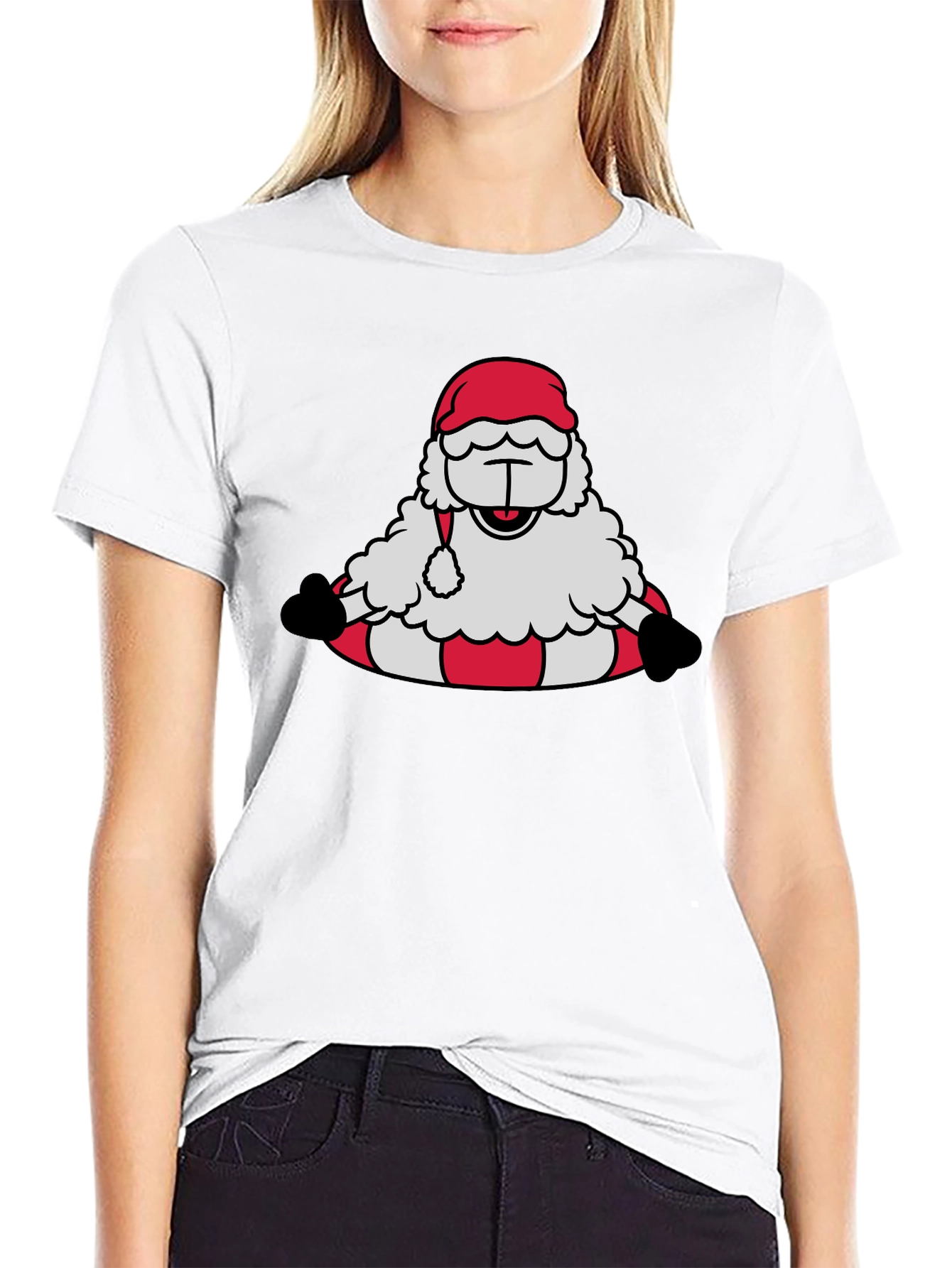 Santa Sheep Graphic Tee - Holiday T-Shirt