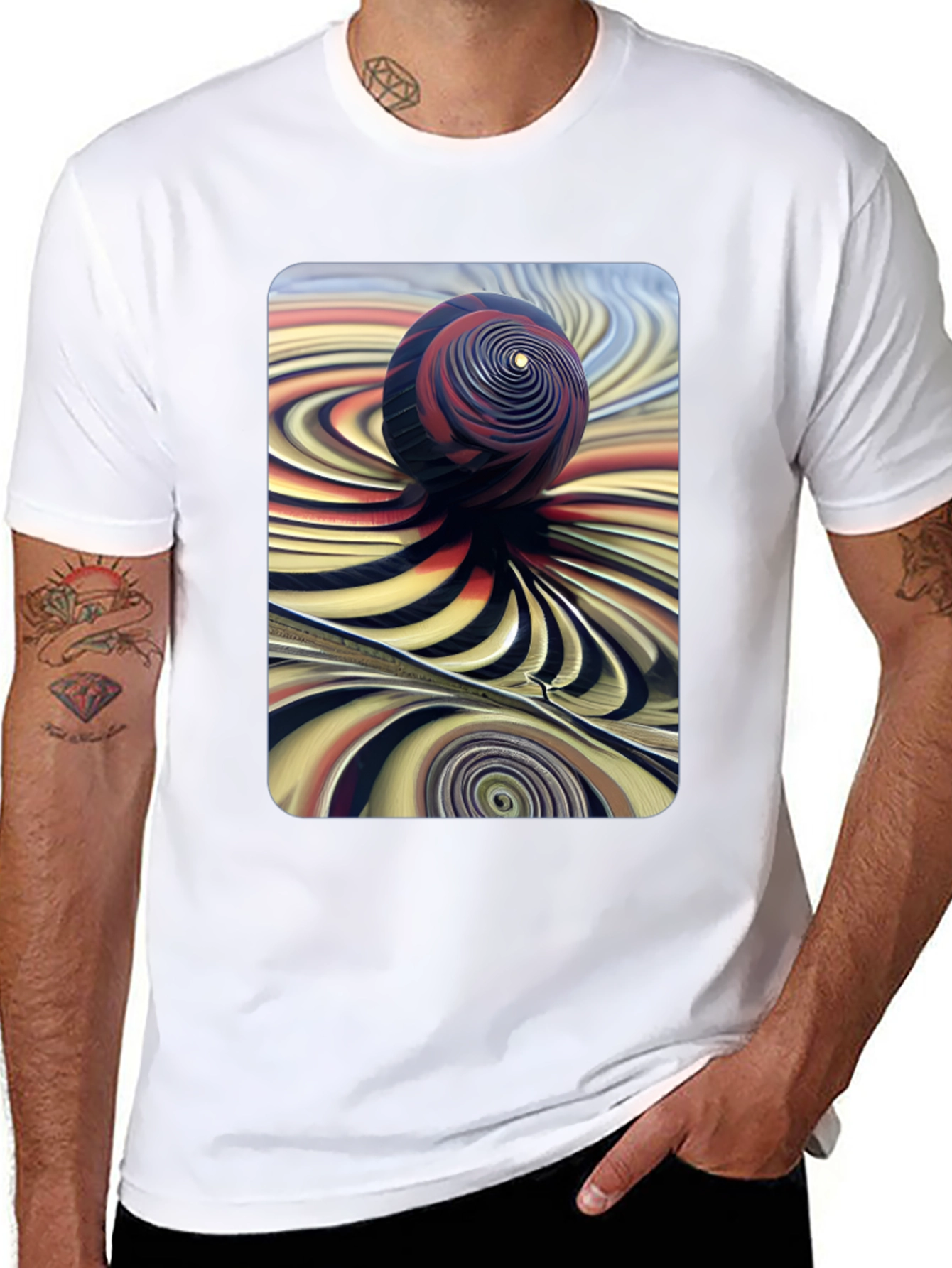 Abstract Swirl Sphere Graphic Tee