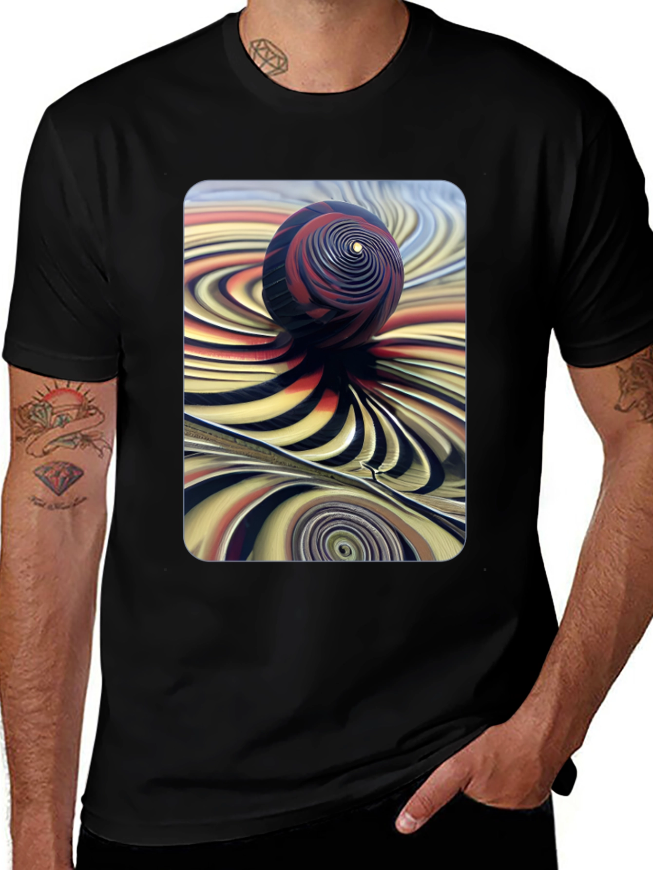 Abstract Swirl Sphere Graphic Tee