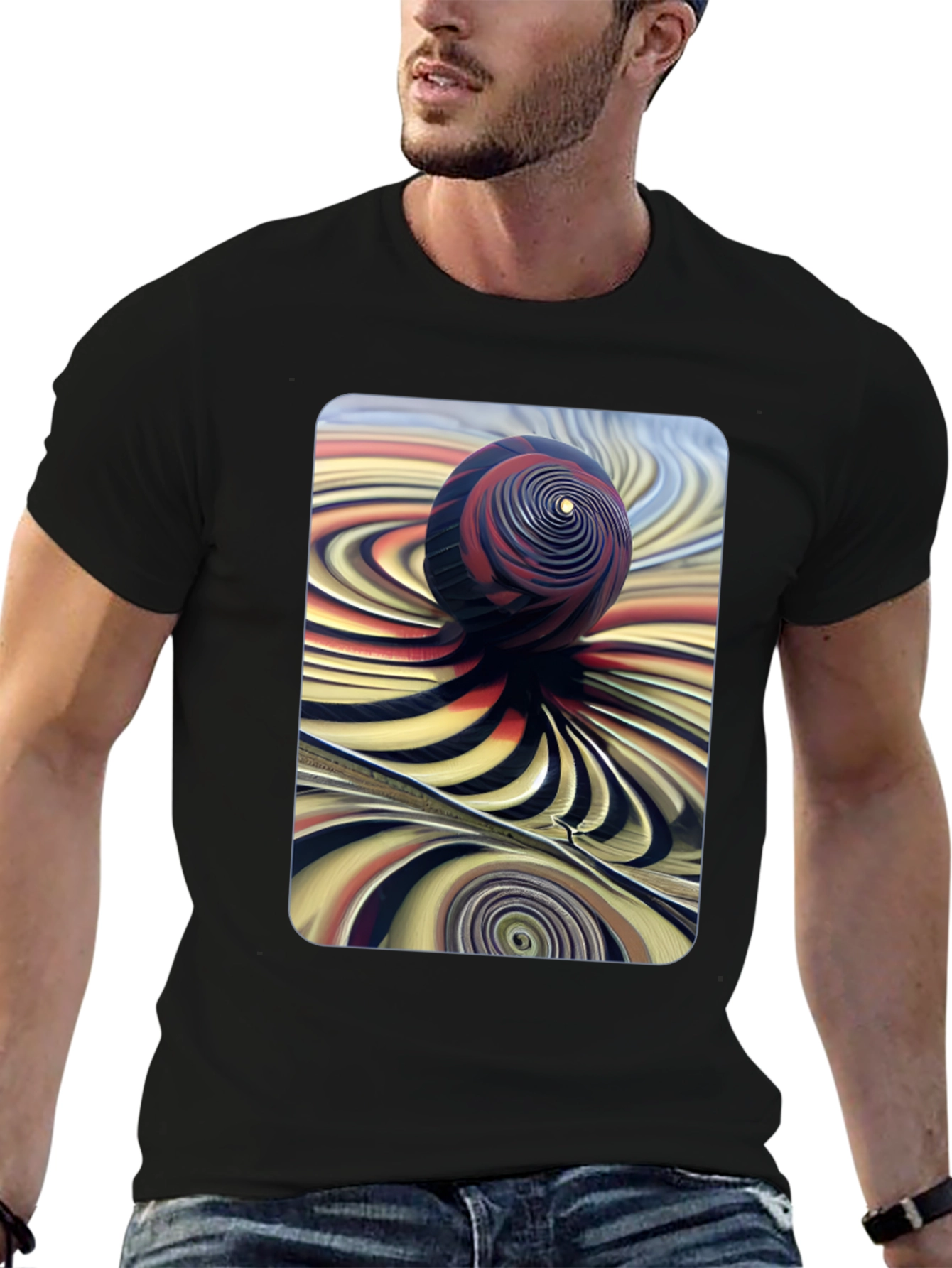 Abstract Swirl Sphere Graphic Tee