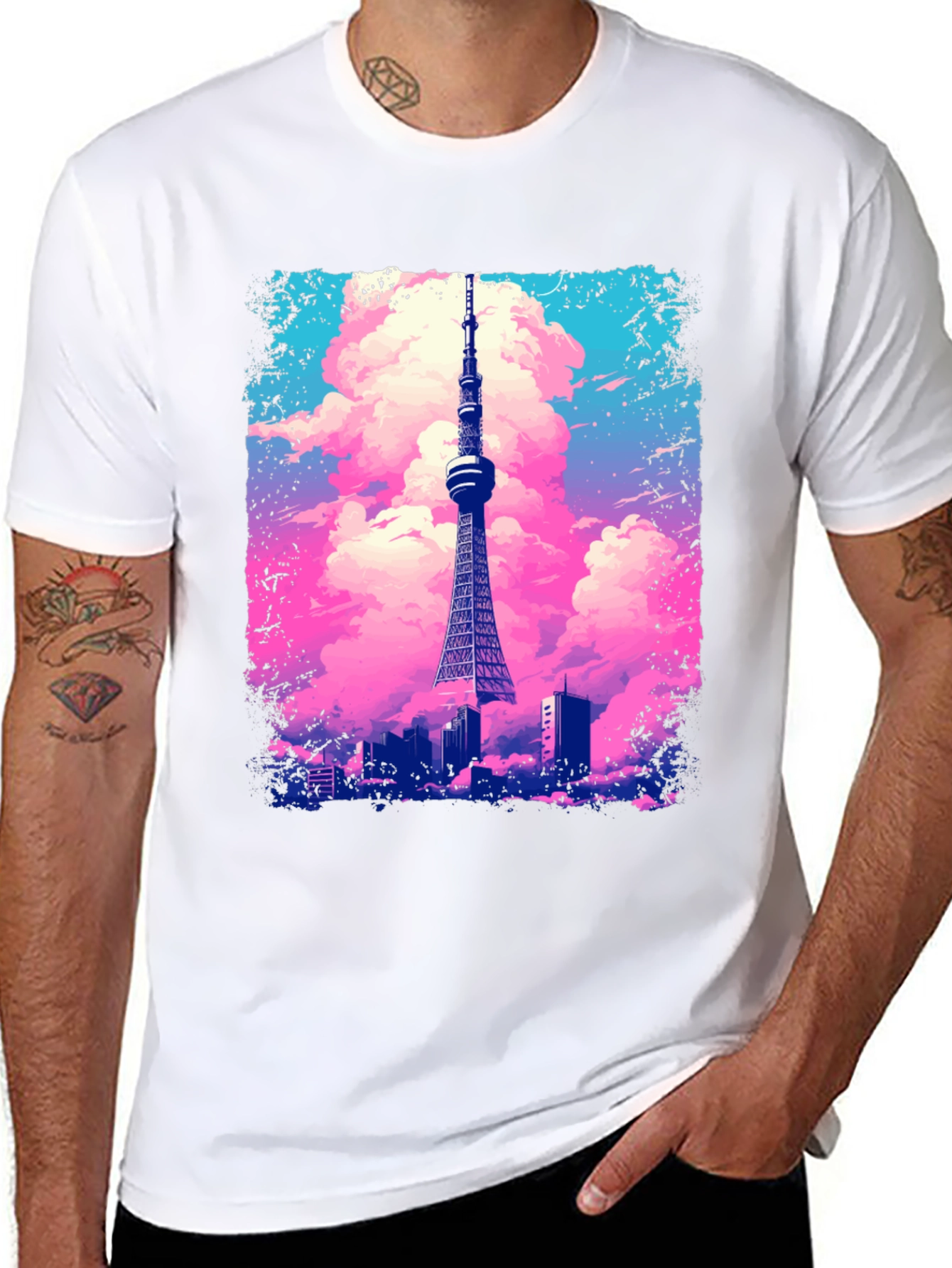 Tokyo Tower Graphic Tee - Artistic Black T-Shirt