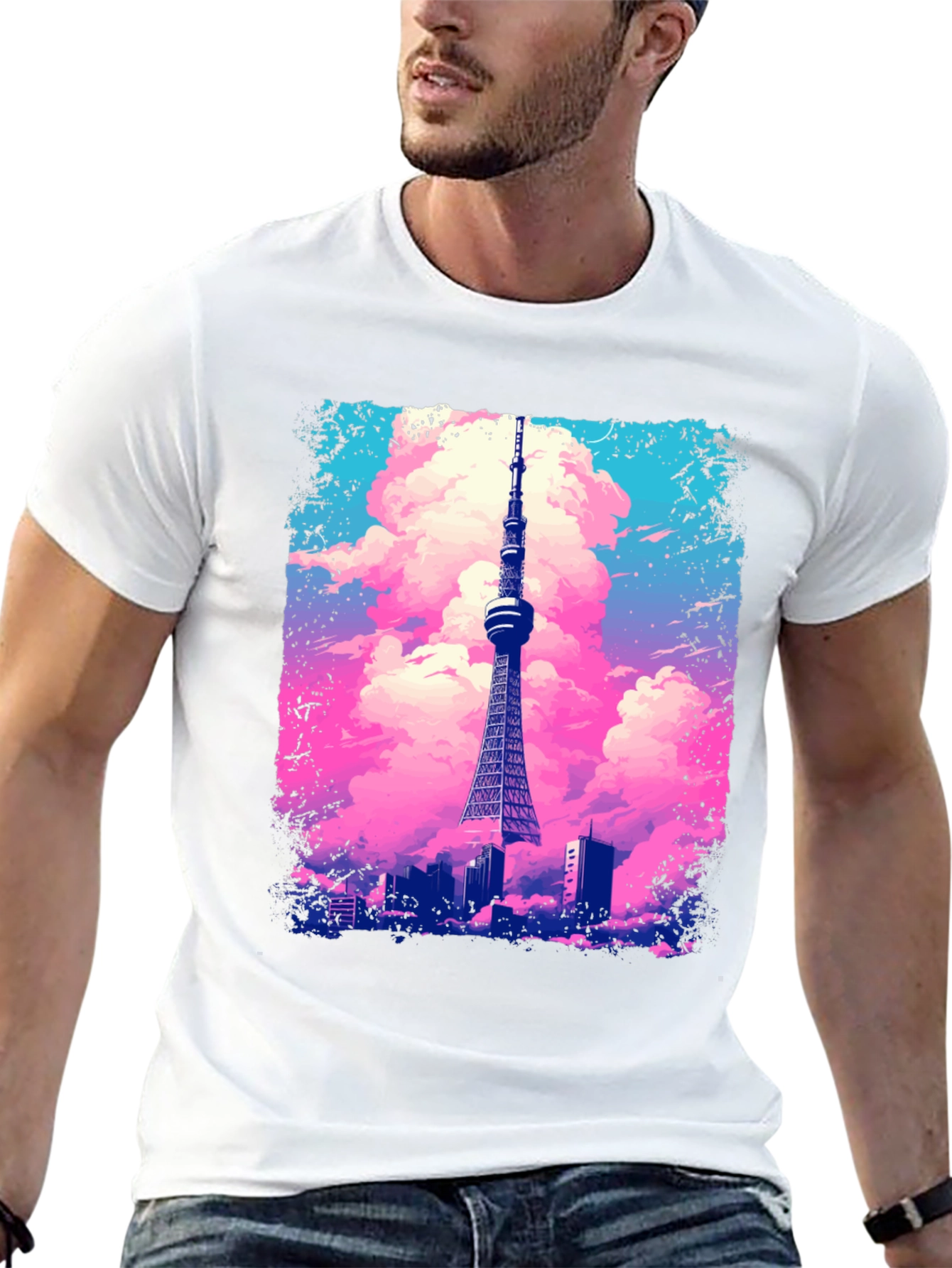 Tokyo Tower Graphic Tee - Artistic Black T-Shirt