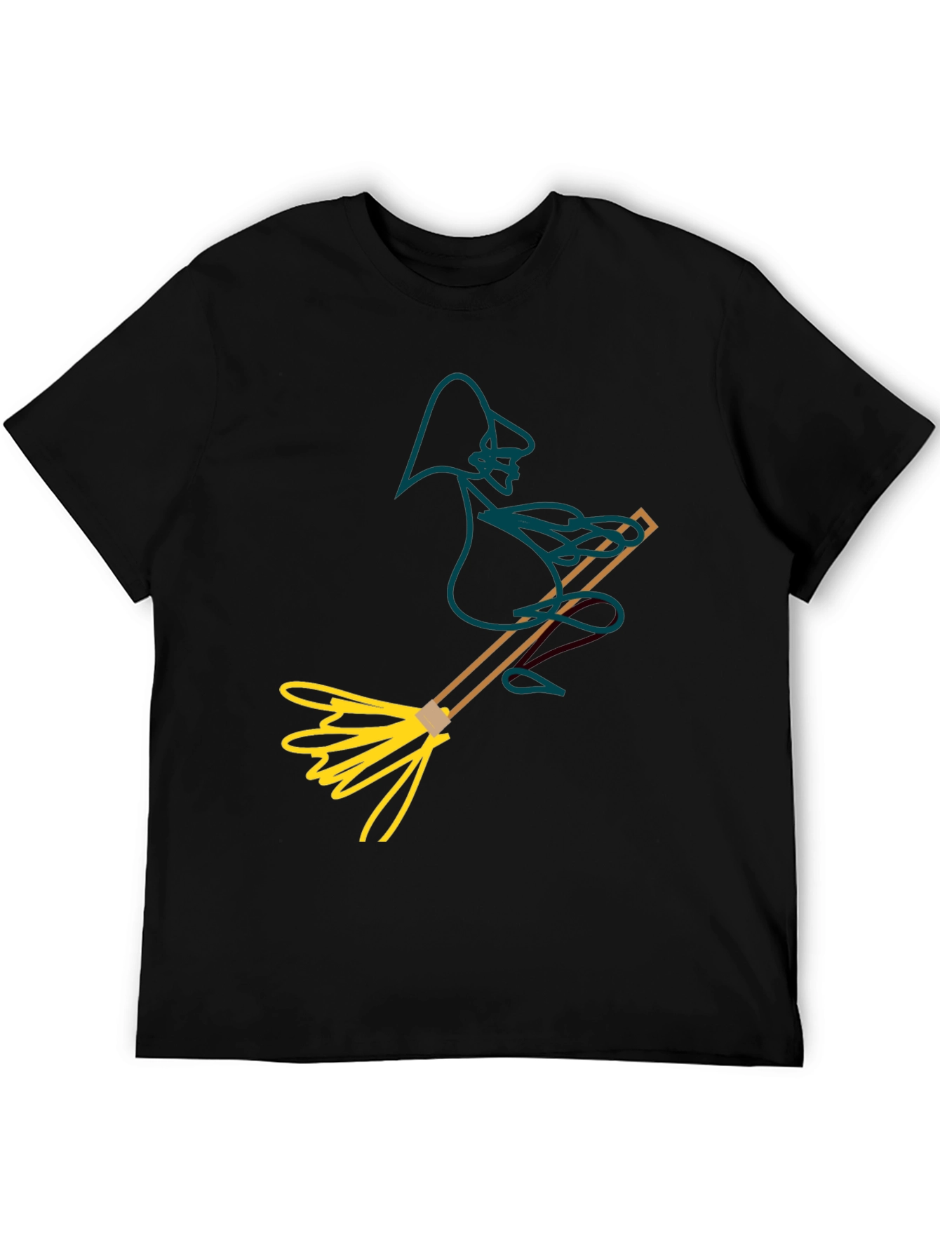 Whimsical Witch T-Shirt: Broomstick Graphic Tee