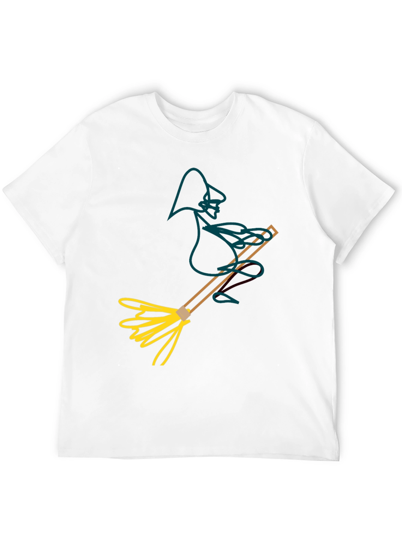Whimsical Witch T-Shirt: Broomstick Graphic Tee