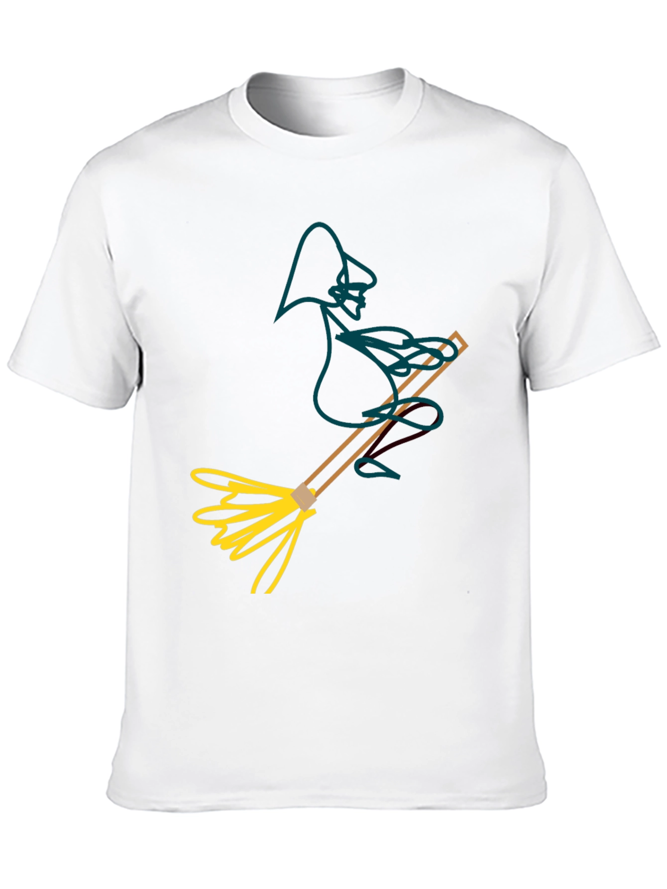 Whimsical Witch T-Shirt: Broomstick Graphic Tee