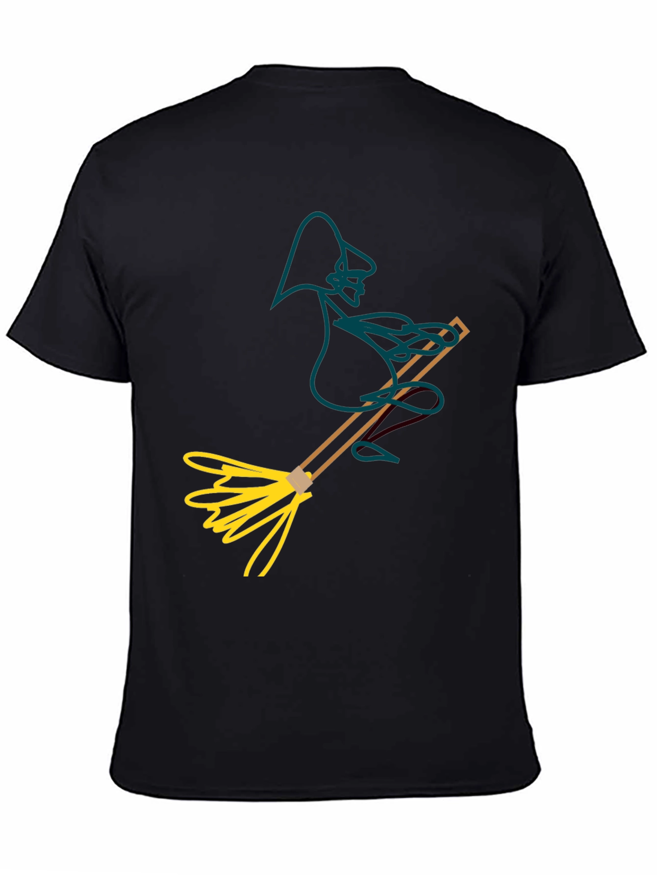 Whimsical Witch T-Shirt: Broomstick Graphic Tee