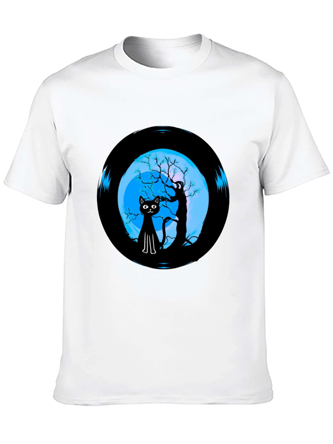 Black Cat Moon Vinyl Graphic Tee