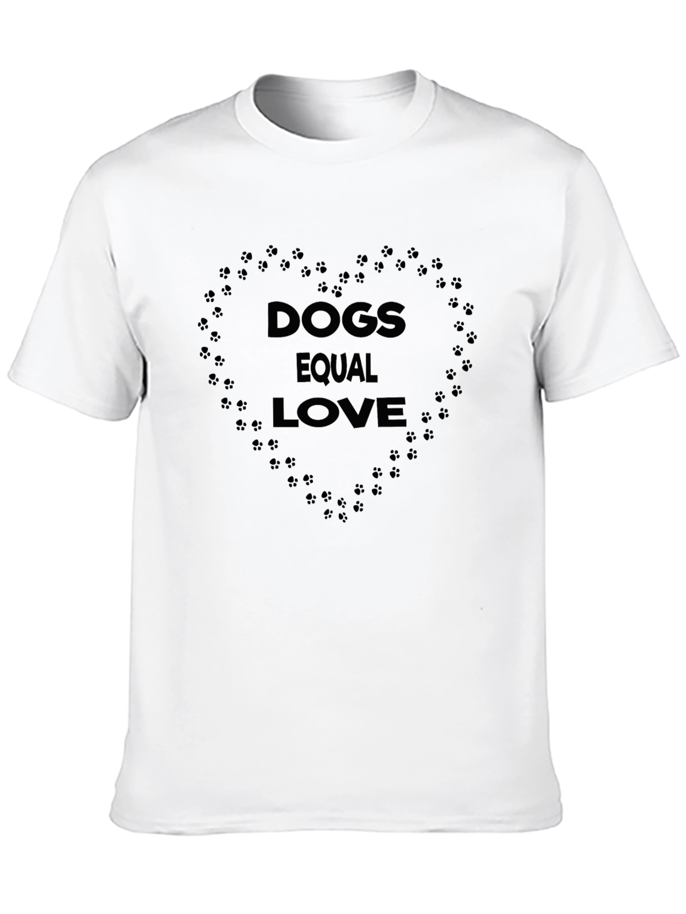 Dogs Equal Love Heart Print Black T-Shirt