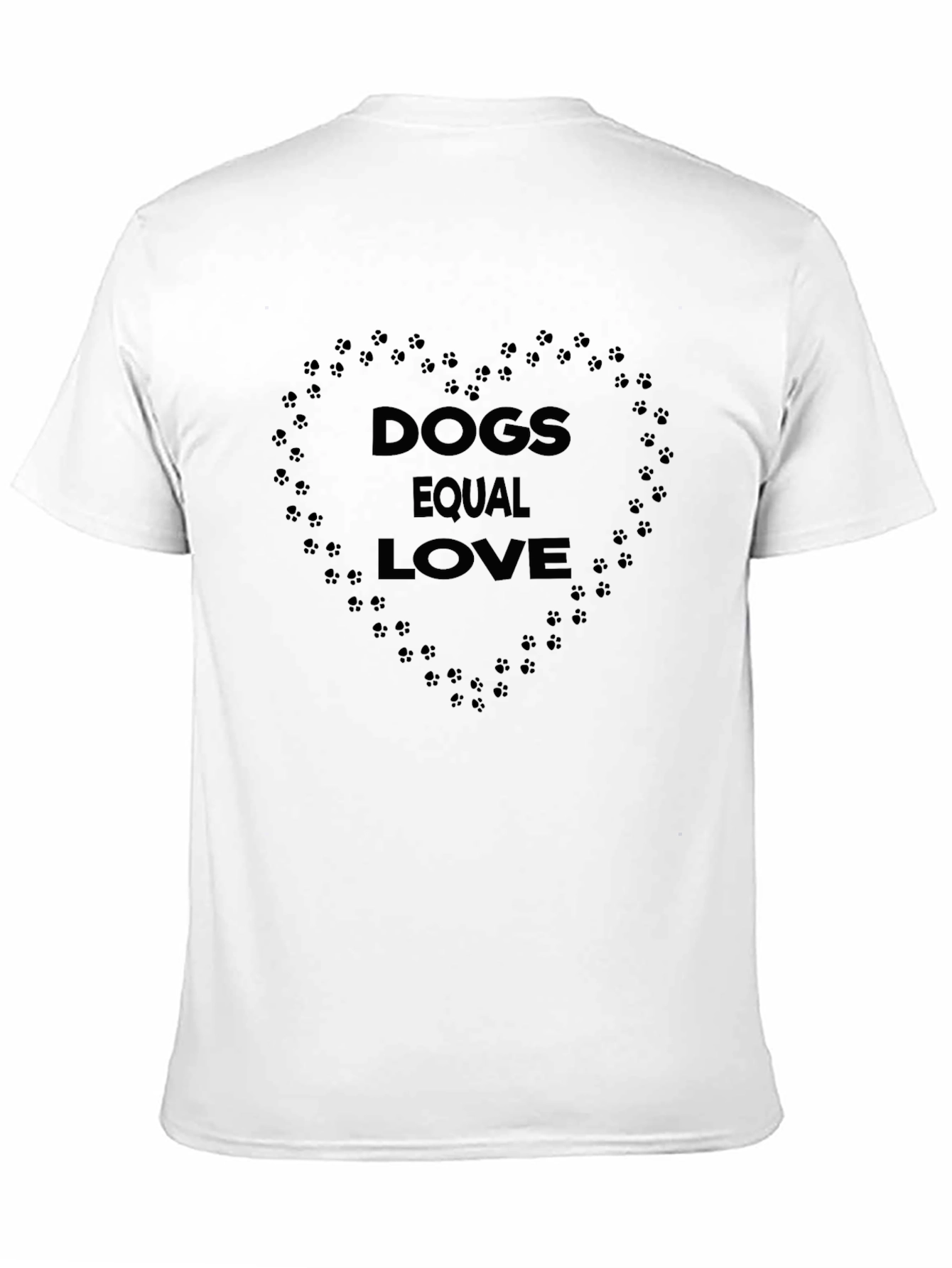 Dogs Equal Love Heart Print Black T-Shirt