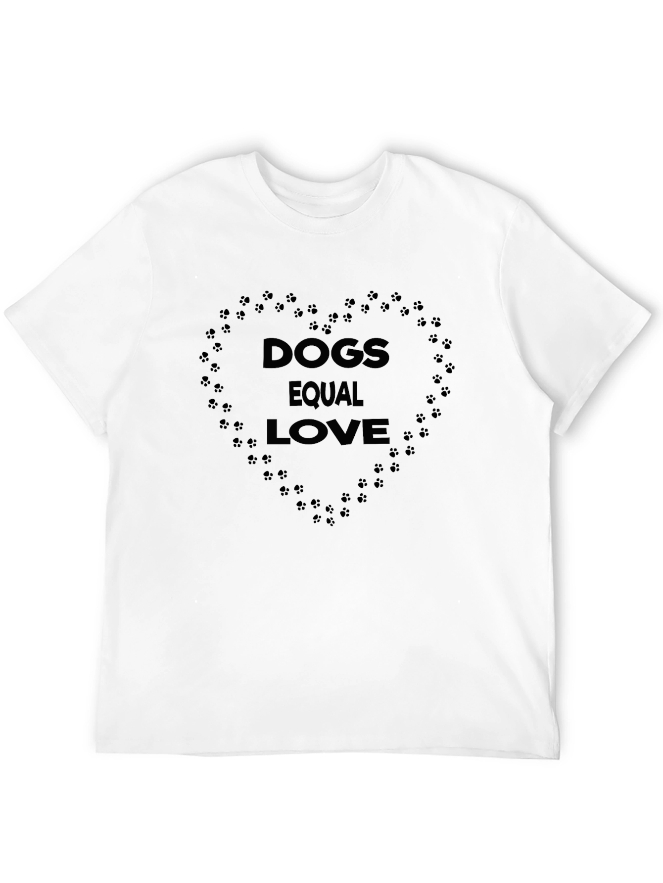 Dogs Equal Love Heart Print Black T-Shirt