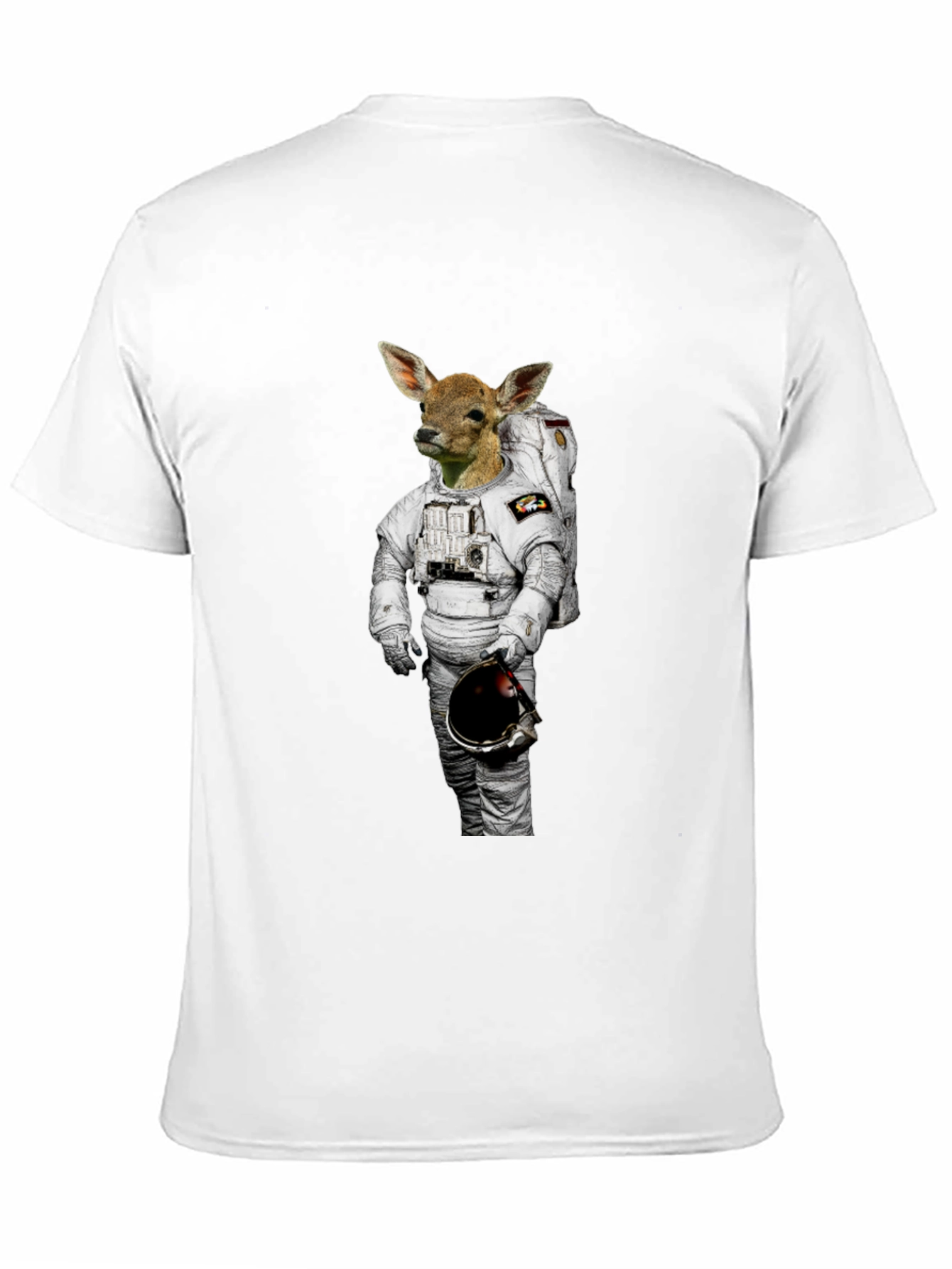 Deer Astronaut Graphic Print Black T-Shirt