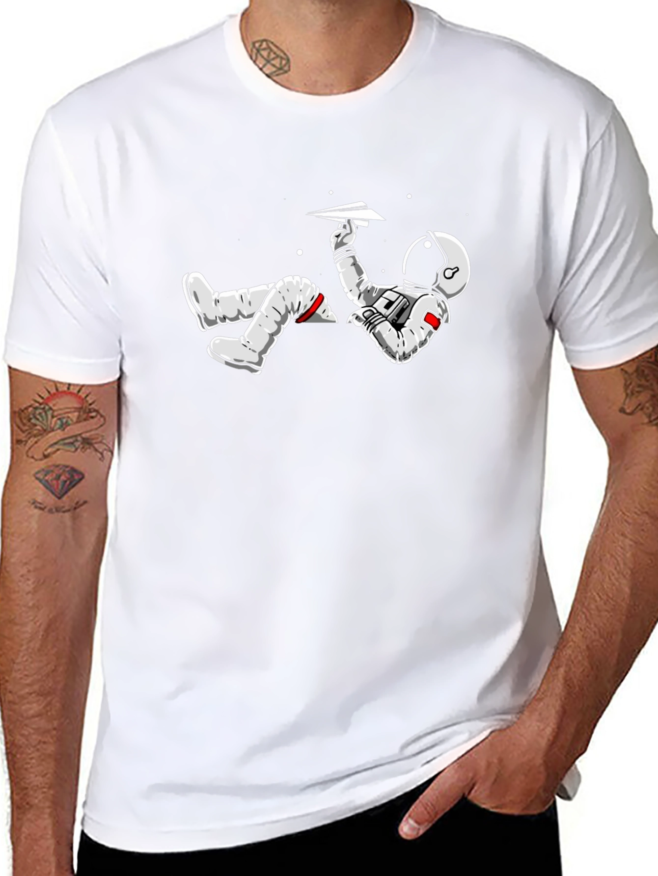 Astronaut Paper Airplane Graphic T-Shirt