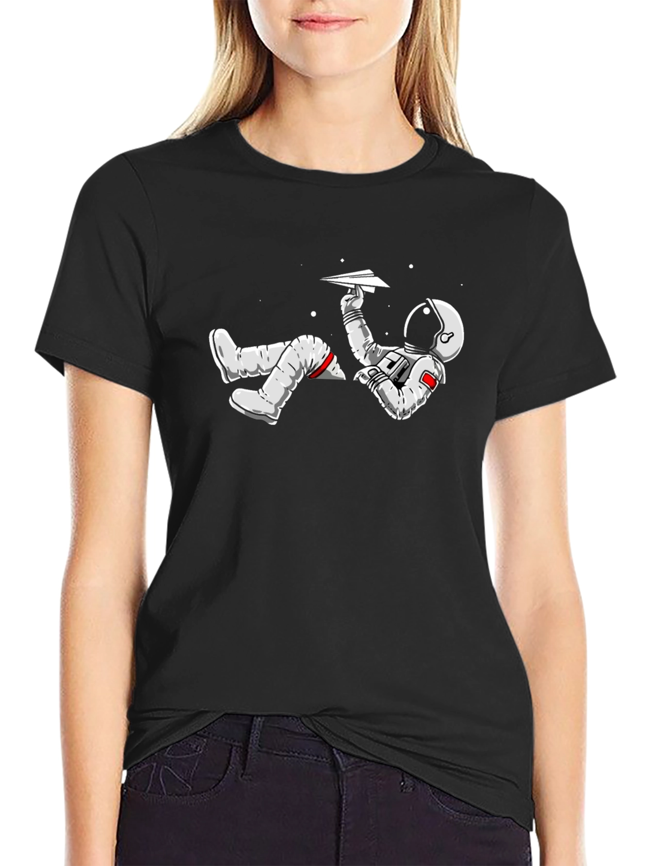 Astronaut Paper Airplane Graphic T-Shirt