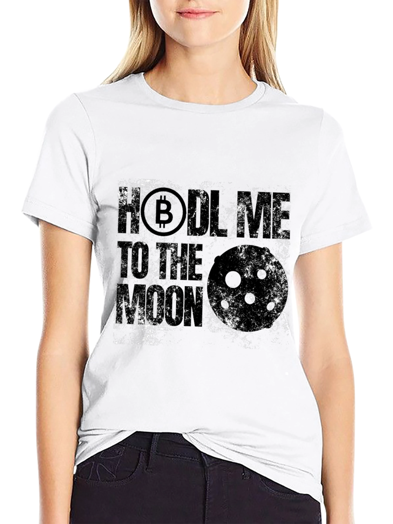 Bitcoin Crypto Distressed Graphic Black T-Shirt