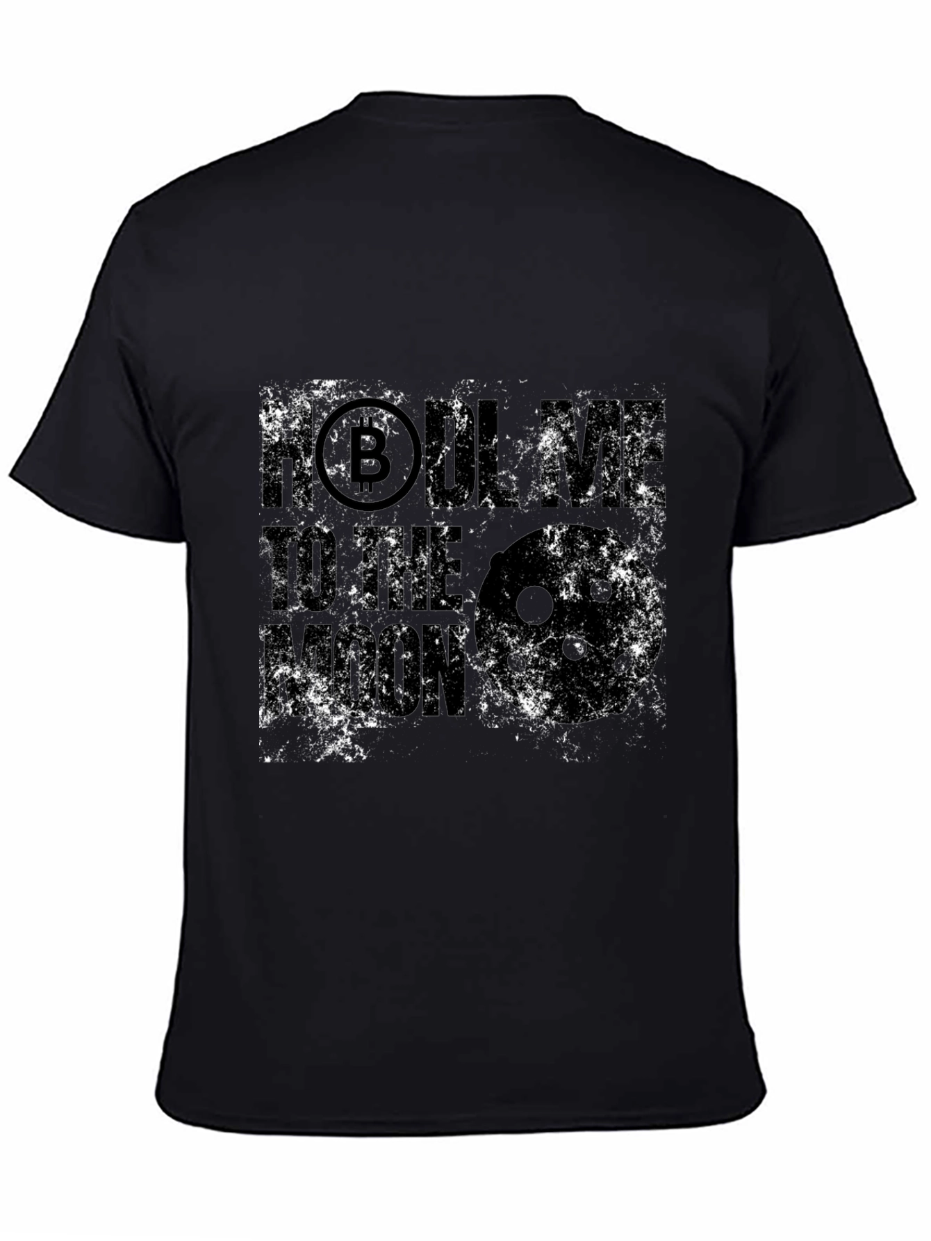 Bitcoin Crypto Distressed Graphic Black T-Shirt