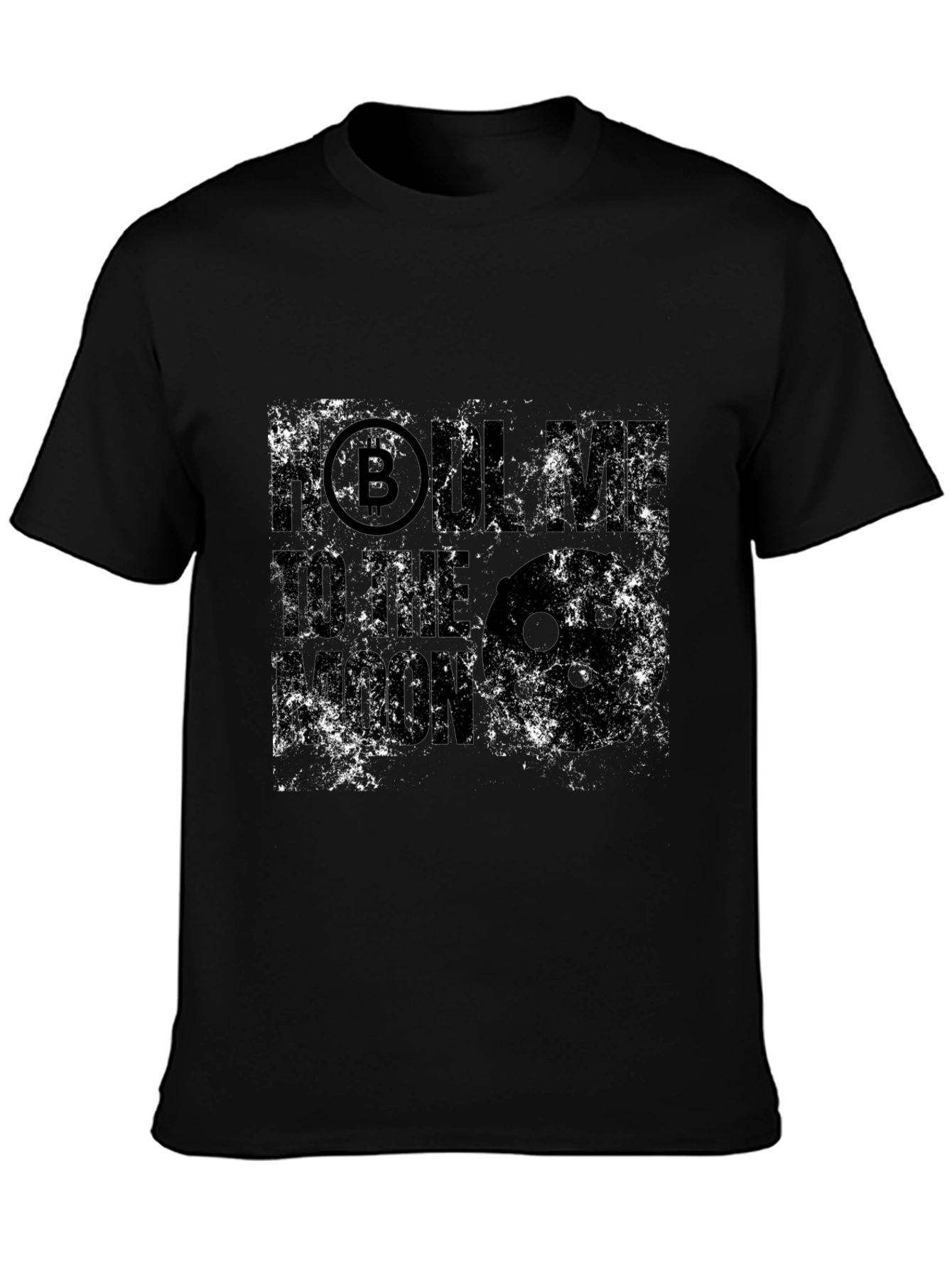 Bitcoin Crypto Distressed Graphic Black T-Shirt