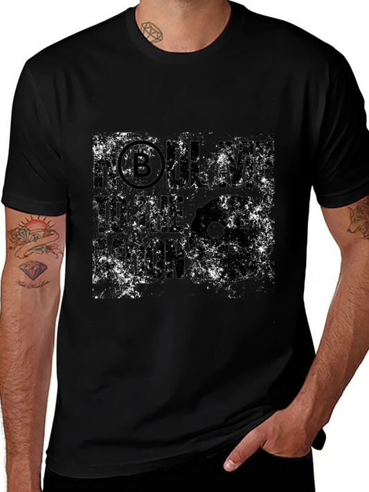 Bitcoin Crypto Distressed Graphic Black T-Shirt
